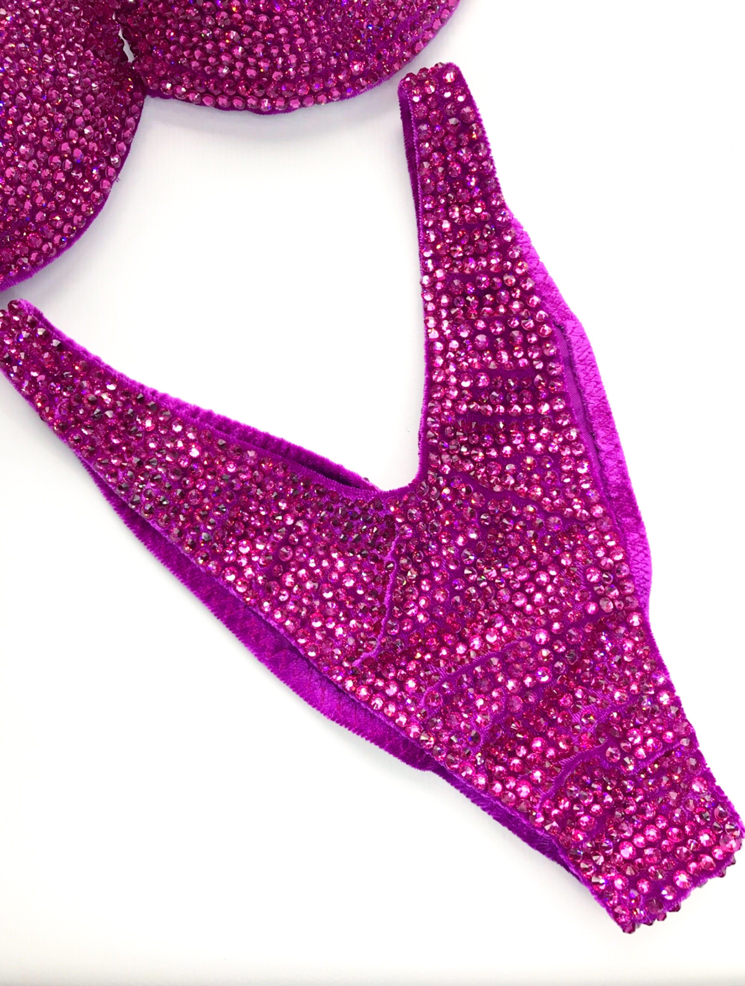 Fuchsia Bikini Suit - Competition Bikini Set - Rhinestone Fitness - IFBB - WBFF - Figure Competition Suit - Swarosvki Rhinestones - Amnesia Shop