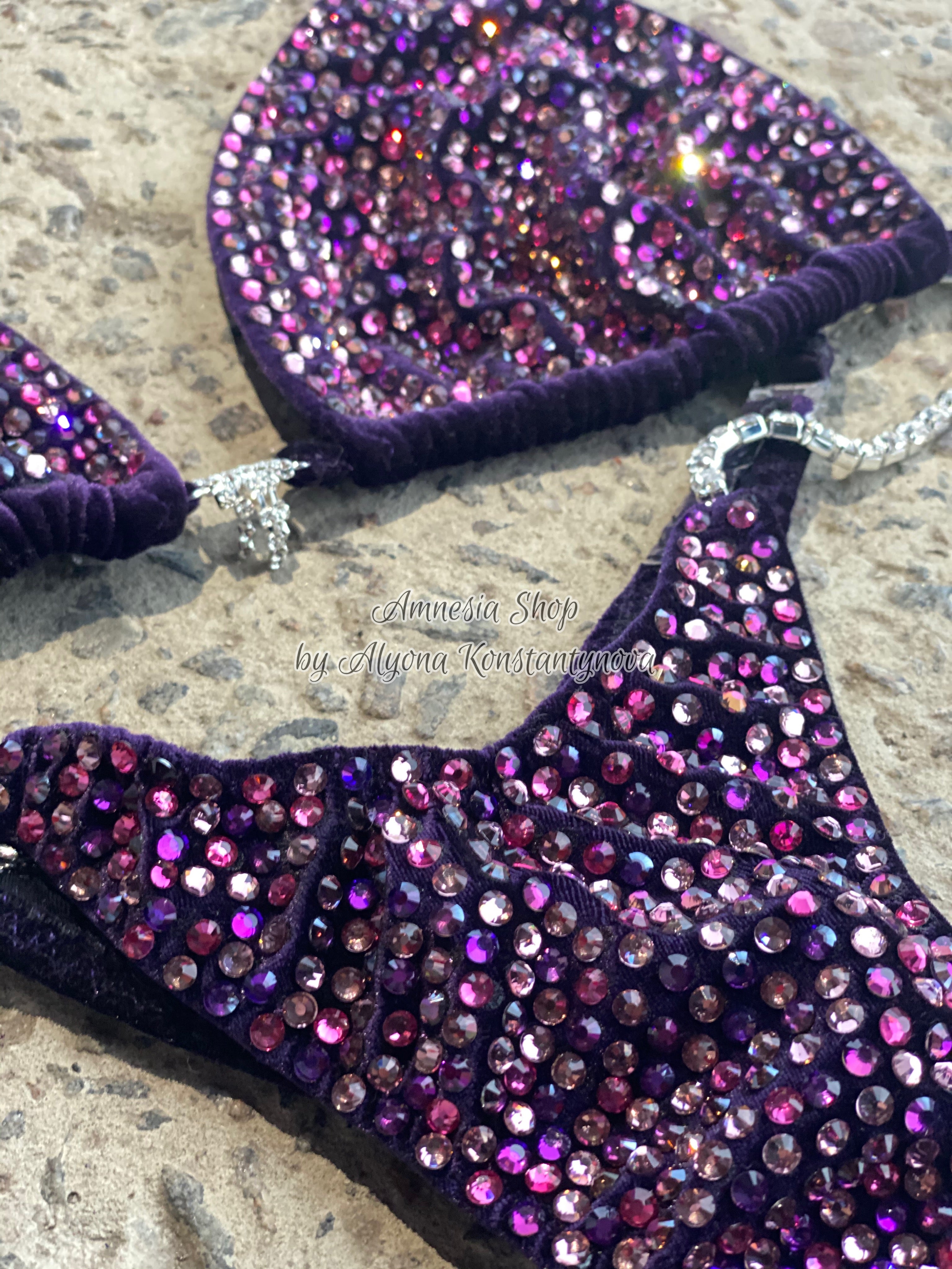 Violet Fitness Bikini - Competition Bikini Set - Figure Fitness - NPC - IFBB - Velvet Figure Competition Suit - Posing Suit - Wellness Bikini
