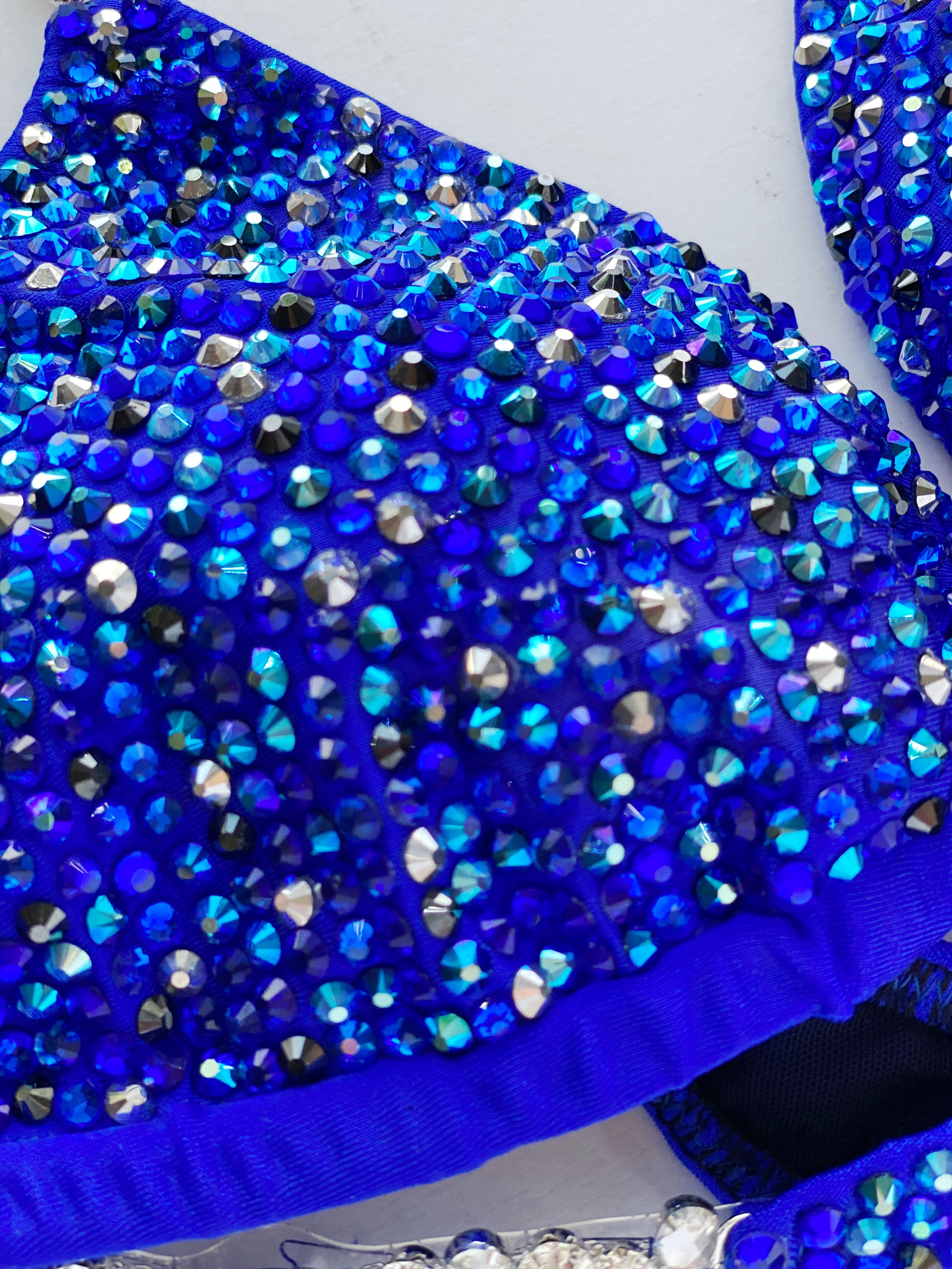 Blue Competition Bikini Set - Rhinestone Fitness - NPC Bikini Suit - IFBB - Figure Competition Suit - Posing Suit - Wellness Bikini