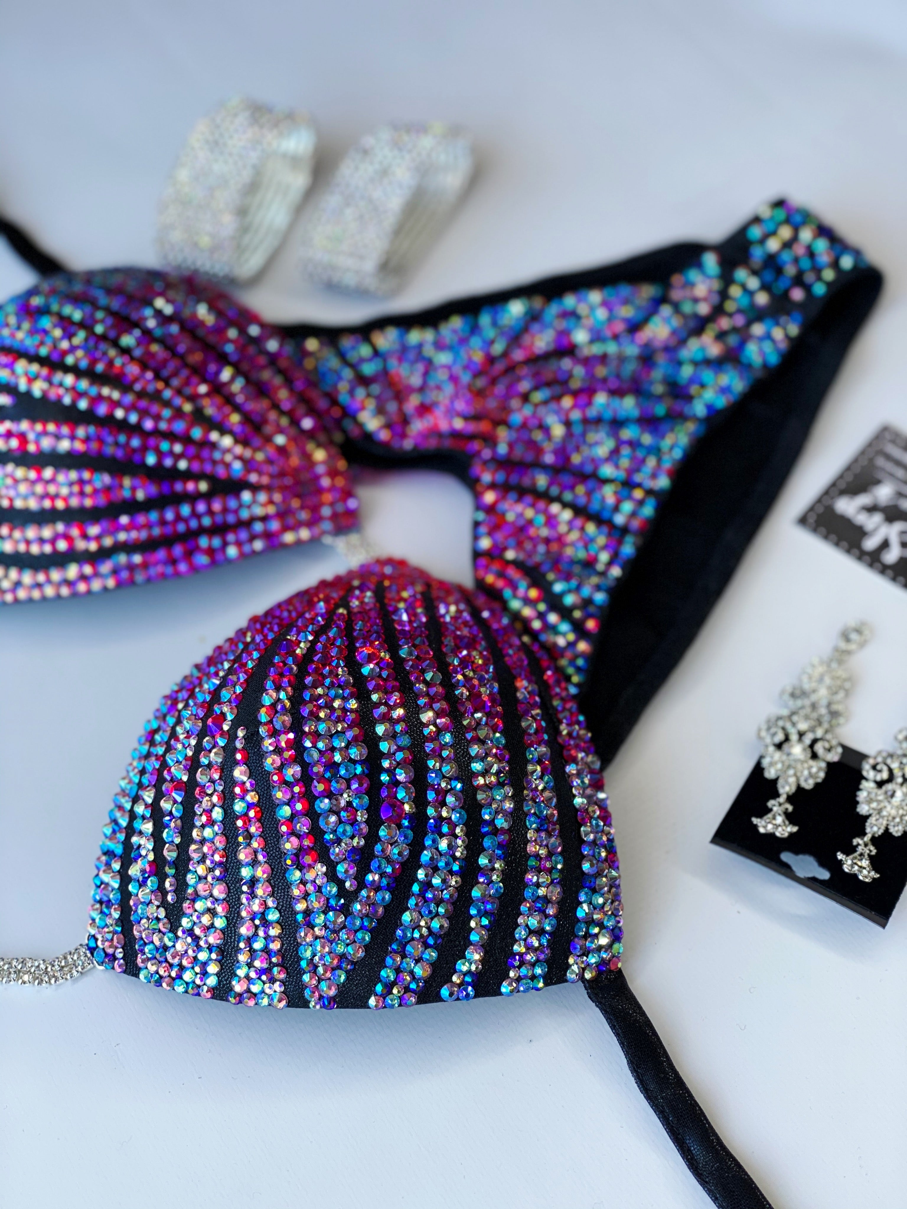 Competition Set - Rhinestone Fitness - NPC - IFBB - WBFF - Figure Competition Suit - Posing Suit - Swarovski Bodybuilding Suit - Posing Bikini