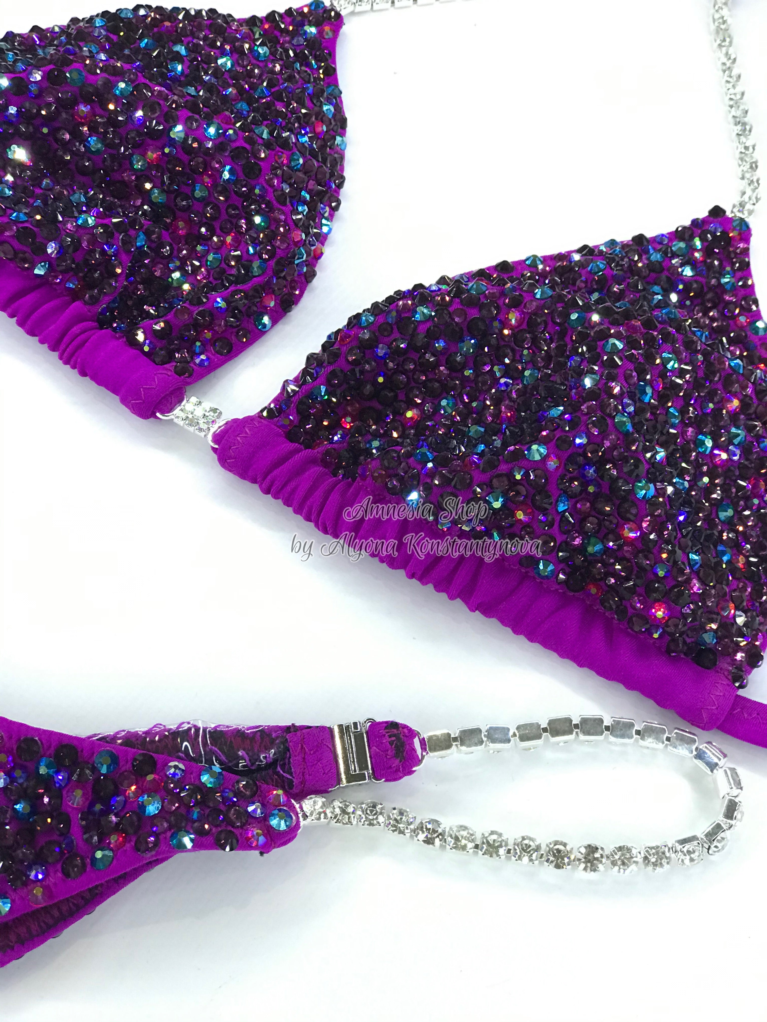 Lilac Fitness Bikini - Competition Bikini Set - Figure Fitness - NPC - Velvet Figure Competition Suit - Posing Suit - Wellness Bikini