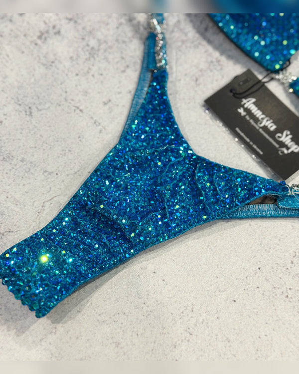 Blue Npc Bikini - Competition Bikini Set - Figure Fitness - IFBB - Velvet Figure Competition Suit - Posing Suit - Wellness Bikini