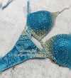 Blue Competition Bikini Set - Rhinestone Fitness - NPC - IFBB - WBFF - Figure Competition Suit - Posing Suit - Swarosvki Bodybuilding