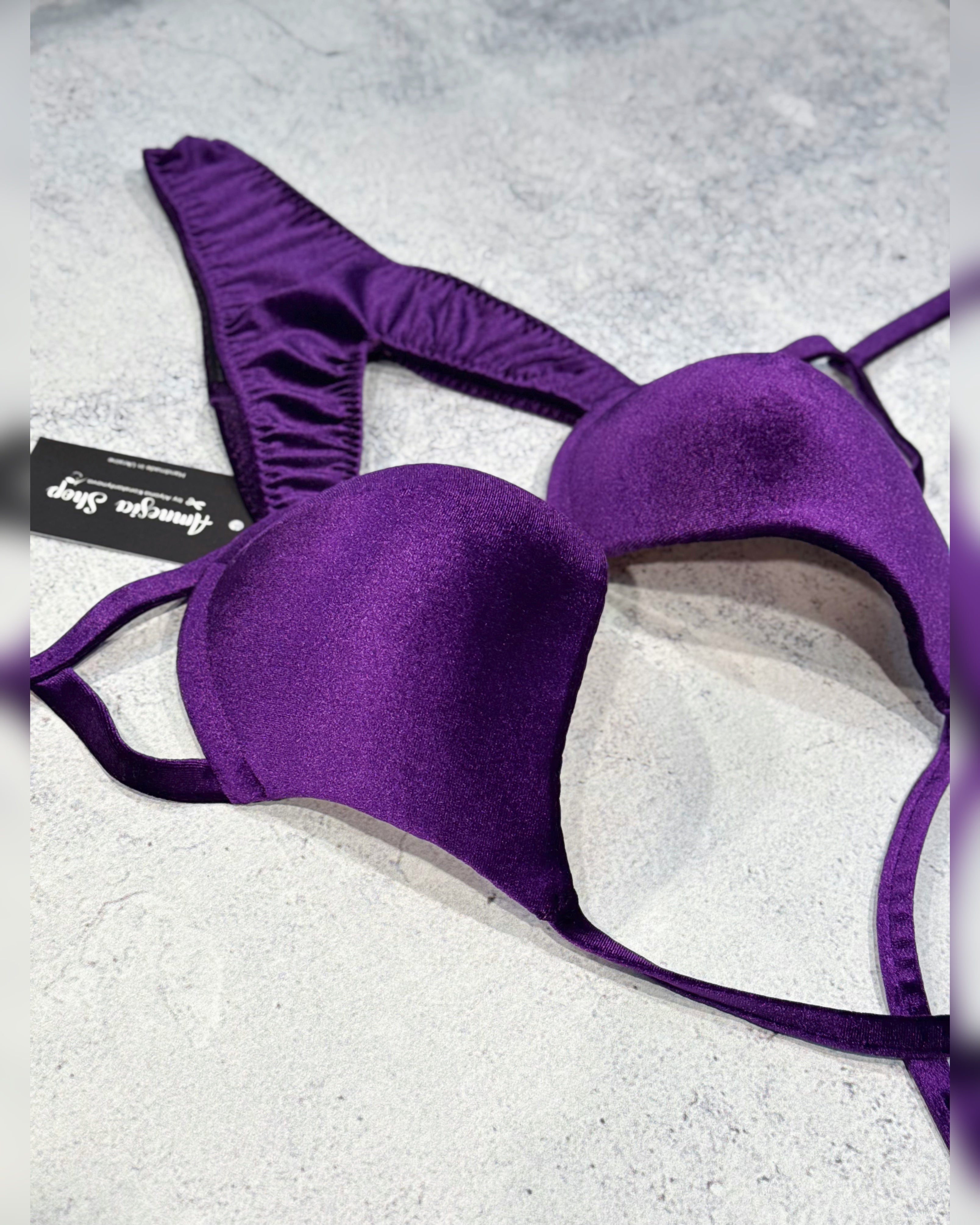 Base Purple fitness bikini, Fitness Bikini - Bodybuilding Bikini - Swarovski Bikiki - IFBB Competition Bikini - Posing Suit - Fitness Suit