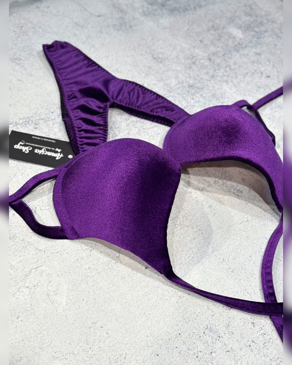 Base Purple fitness bikini, Fitness Bikini - Bodybuilding Bikini - Swarovski Bikiki - IFBB Competition Bikini - Posing Suit - Fitness Suit