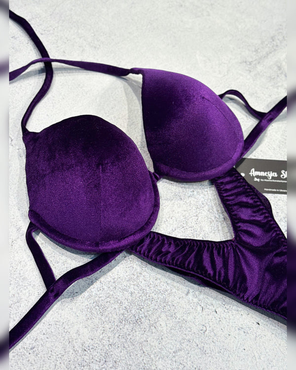 Base Purple fitness bikini, Fitness Bikini - Bodybuilding Bikini - Swarovski Bikiki - IFBB Competition Bikini - Posing Suit - Fitness Suit