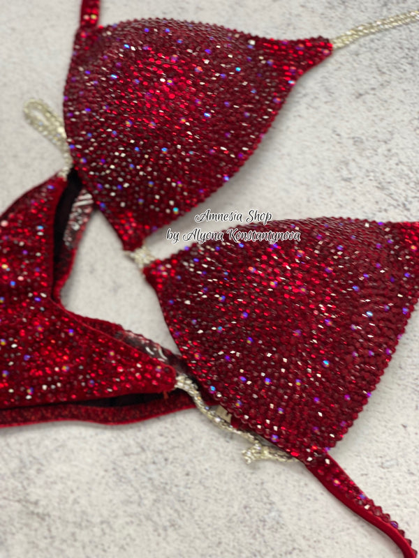 (Copy) Cherry Competition Bikini Set - Rhinestone Fitness - NPC - IFBB - WBFF - Figure Competition Suit - Posing Suit - Swarosvki Bodybuilding