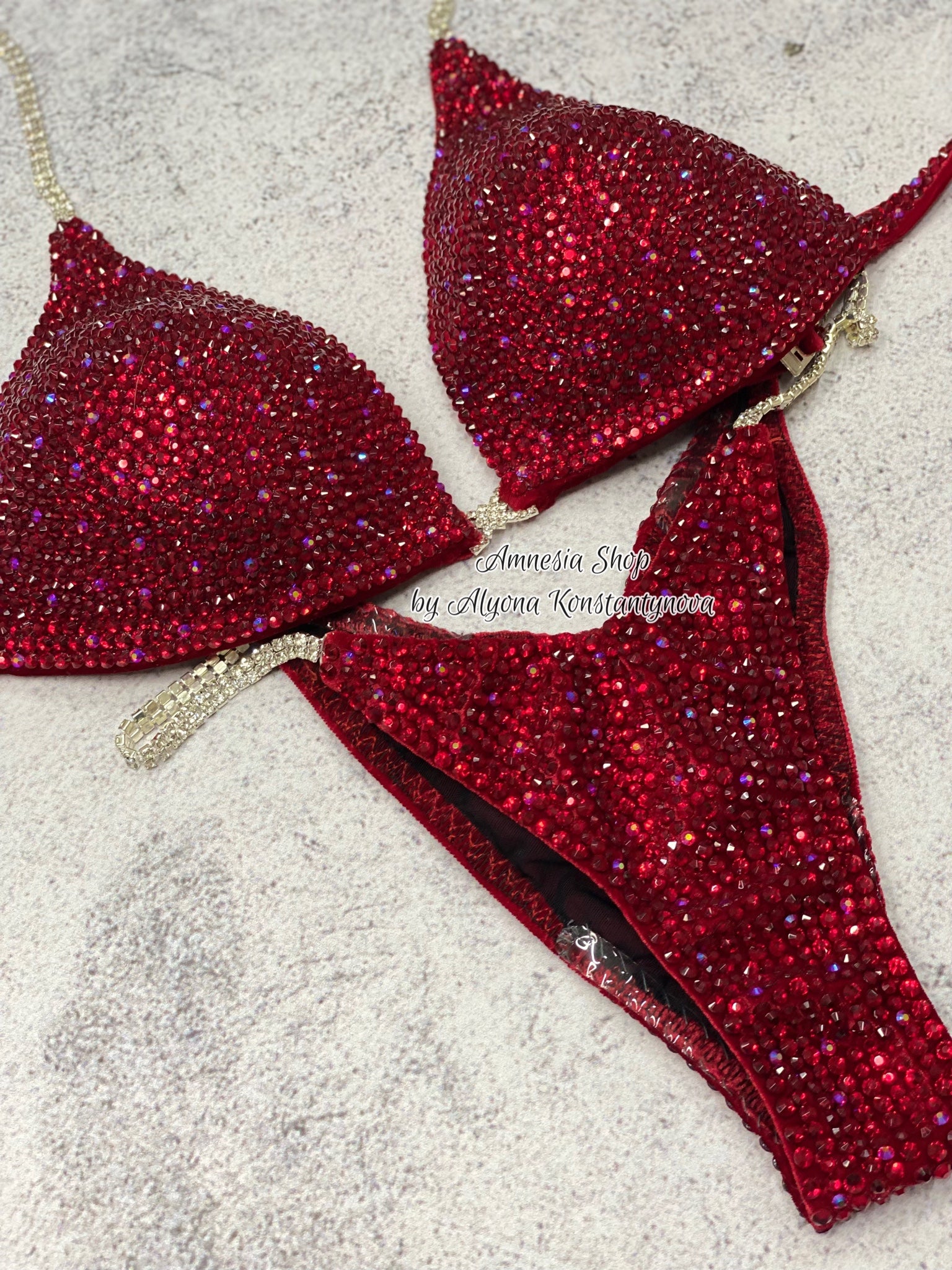(Copy) Cherry Competition Bikini Set - Rhinestone Fitness - NPC - IFBB - WBFF - Figure Competition Suit - Posing Suit - Swarosvki Bodybuilding