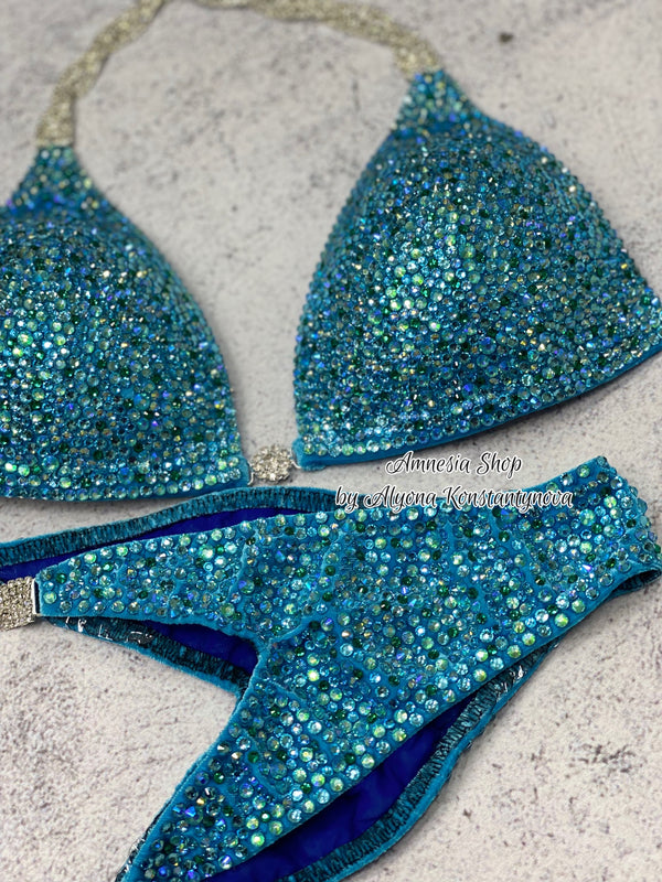 (Copy) Blue Competition Bikini Set - Rhinestone Fitness - NPC - IFBB - WBFF - Figure Competition Suit - Posing Suit - Swarosvki Bodybuilding (Copy)