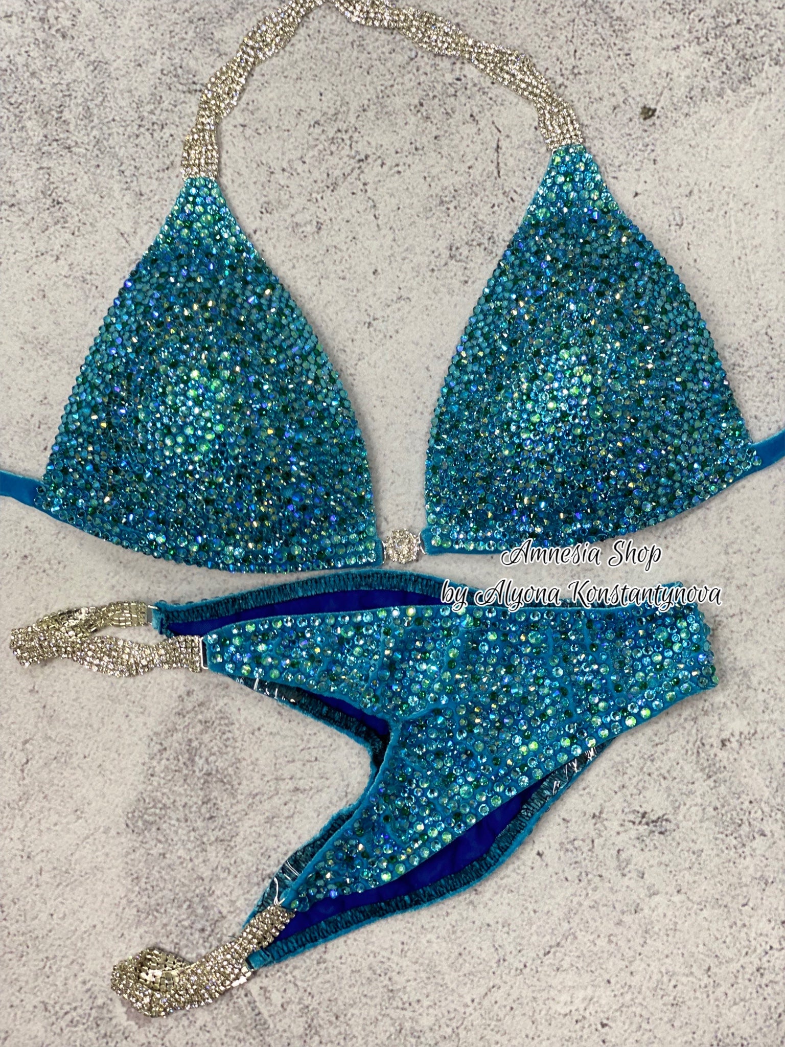 (Copy) Blue Competition Bikini Set - Rhinestone Fitness - NPC - IFBB - WBFF - Figure Competition Suit - Posing Suit - Swarosvki Bodybuilding (Copy)