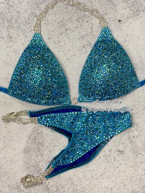(Copy) Blue Competition Bikini Set - Rhinestone Fitness - NPC - IFBB - WBFF - Figure Competition Suit - Posing Suit - Swarosvki Bodybuilding (Copy)