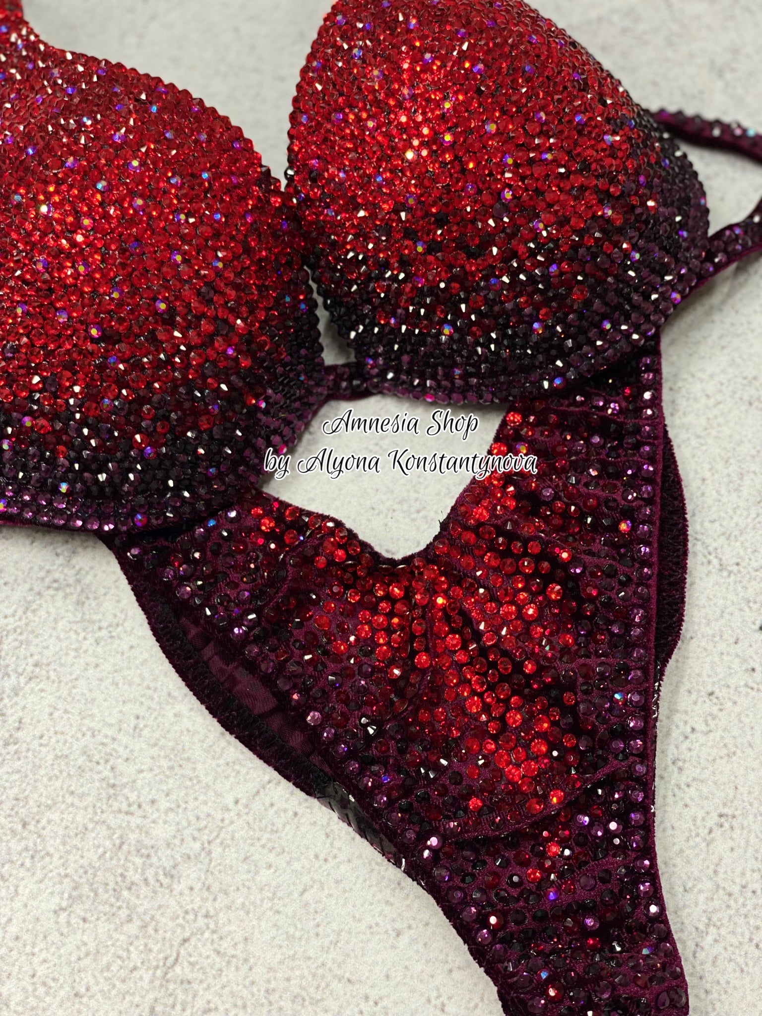 Red Bikini - Fitness Bikini - IFBB Competition Bikini - Crystal Competition Bikini Suit - Posing Suit - Fitness Suit