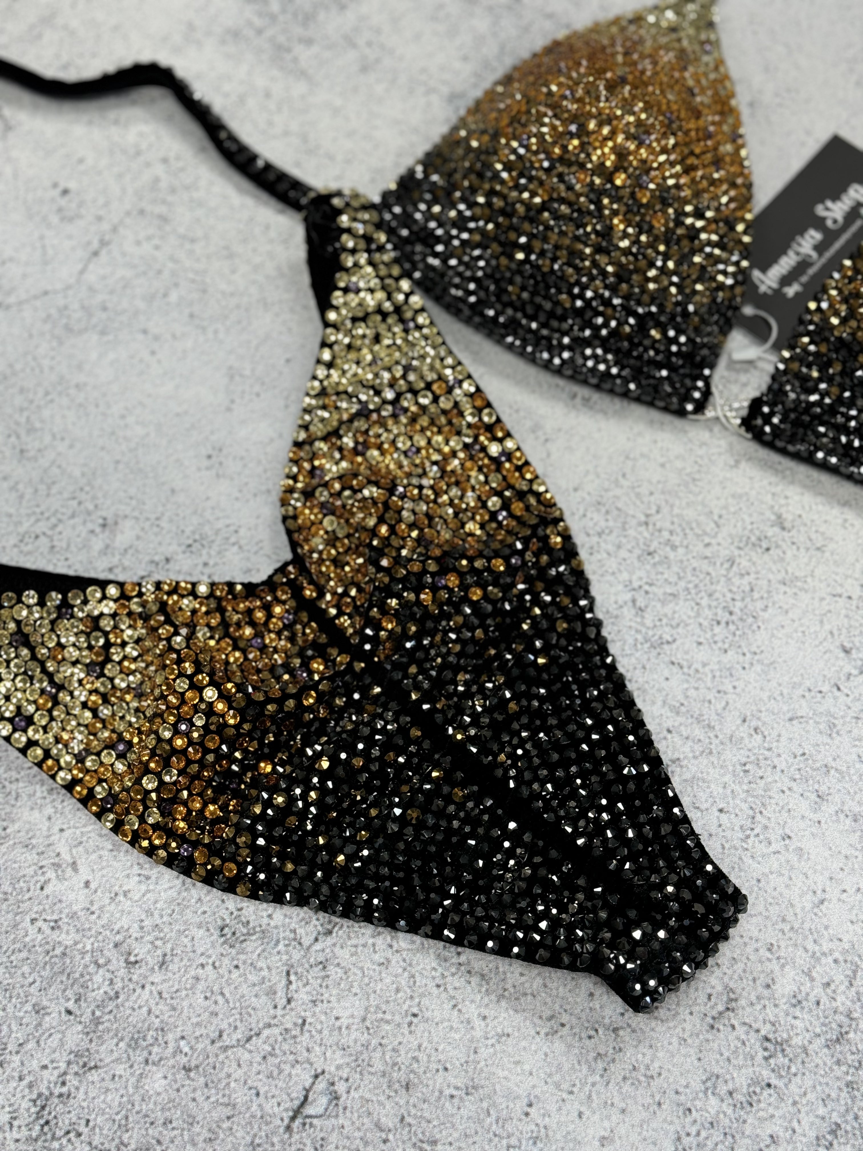 Gold Competition Bikini Set - NPC - IFBB - WBFF - Figure Competition Suit - Posing Suit - Swarovski Bodybuilding, Wellness Bikini