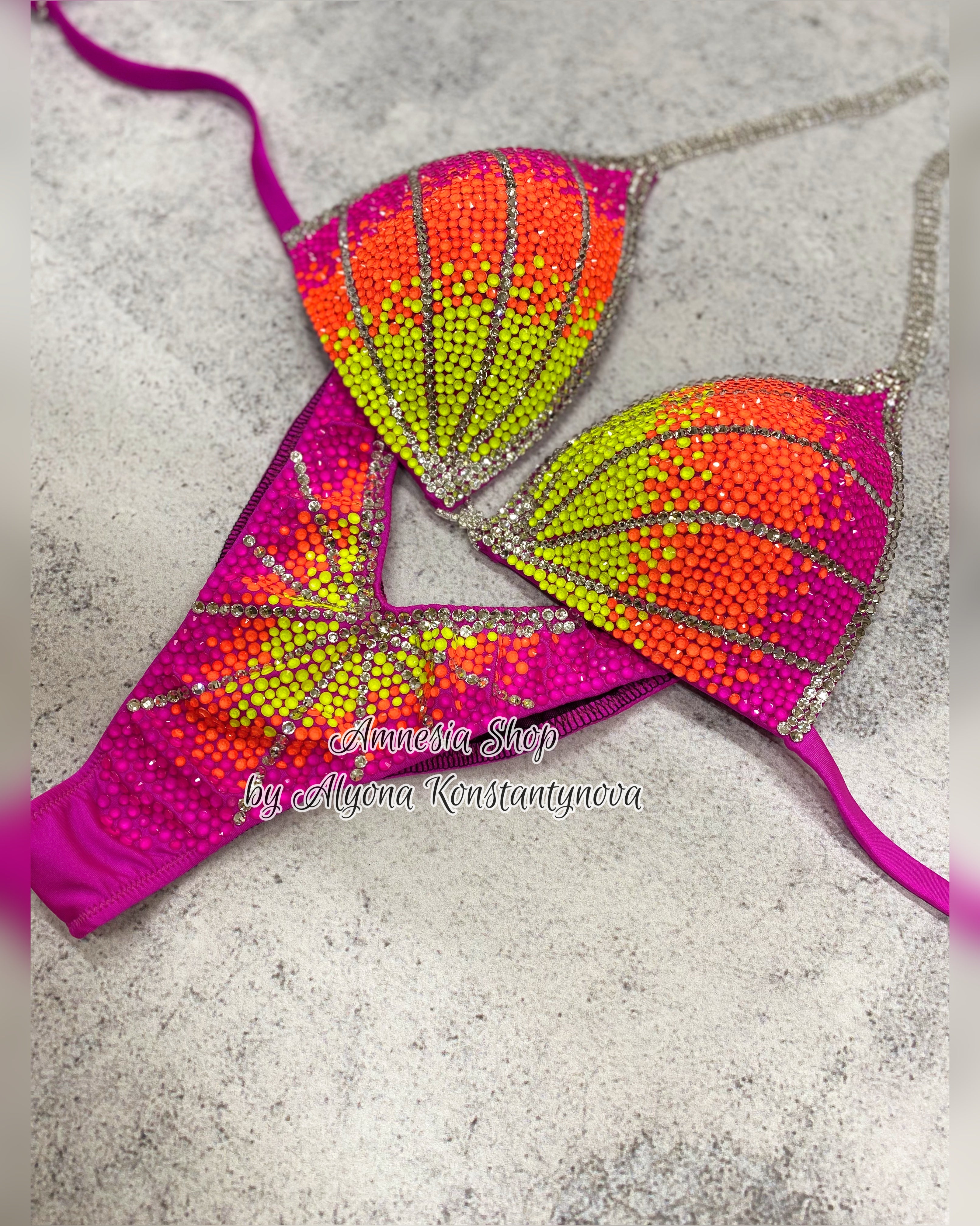 Neon Fitness Bikini - Competition Bikini Set - Figure Fitness - NPC - IFBB - Posing Suit - Wellness Bikini