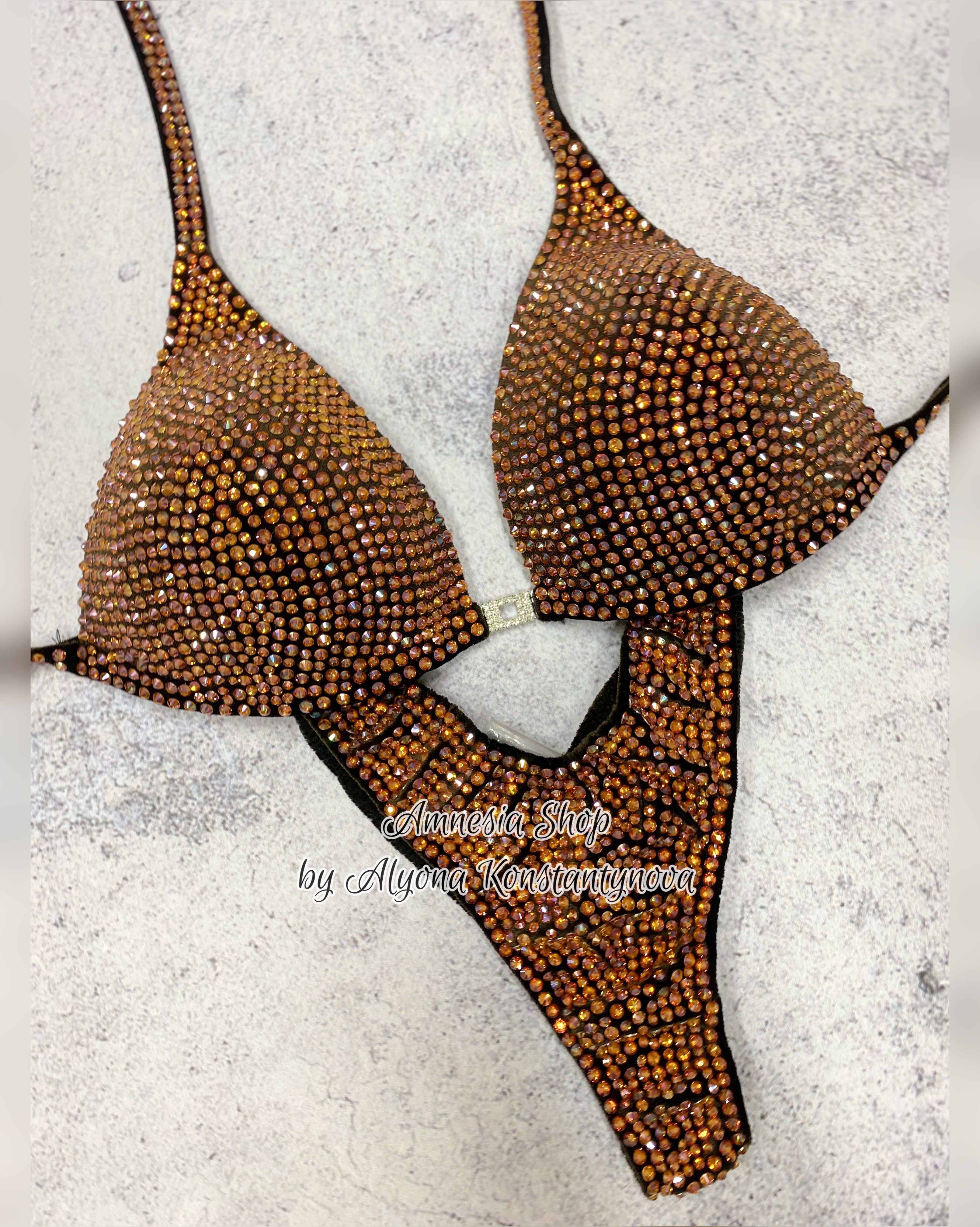Brown Fitness Bikini - Competition Bikini Set - Figure Fitness - NPC - IFBB - Velvet Figure Competition Suit - Posing Suit - Wellness Bikini