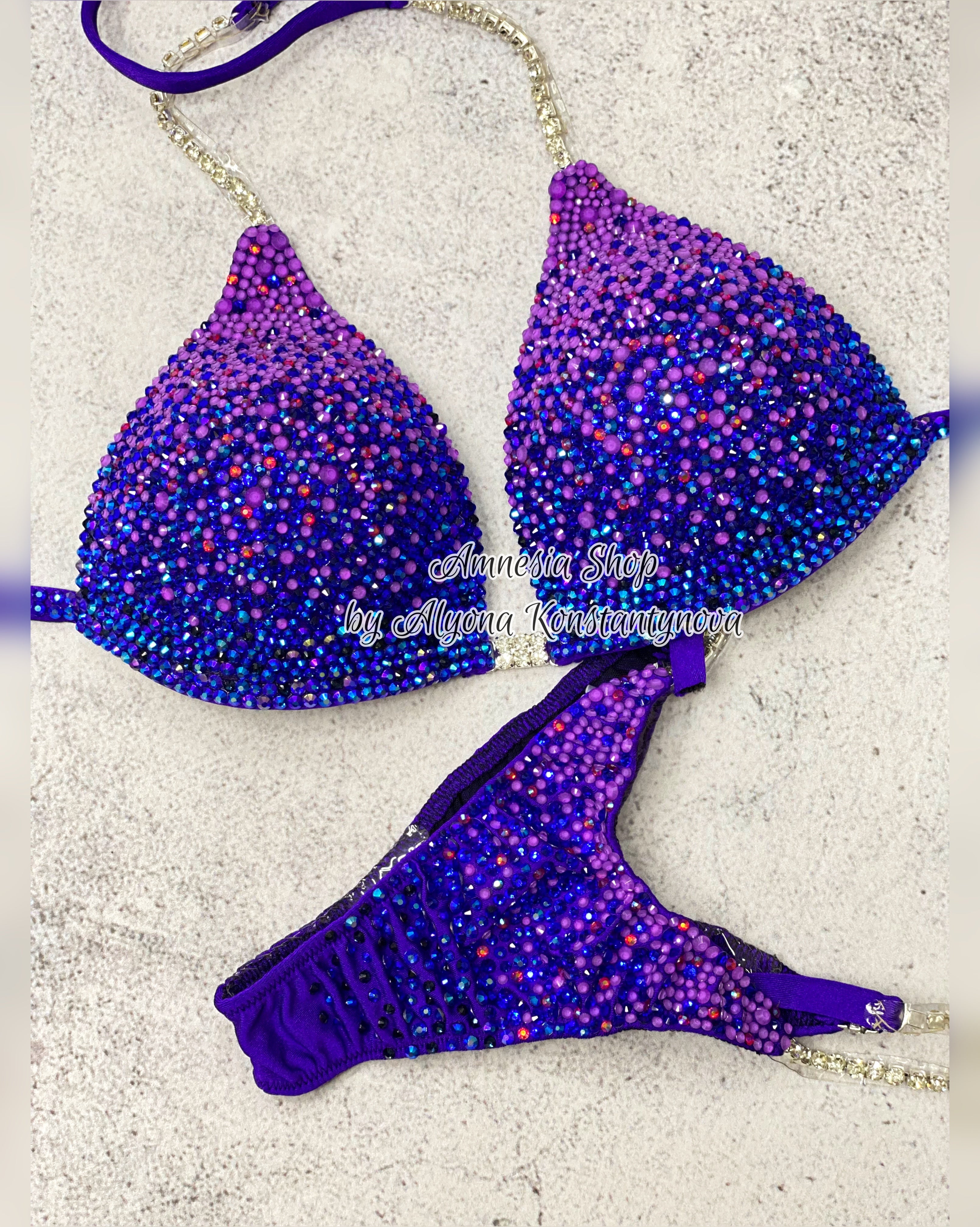 Neon Violet Fitness Bikini - Competition Bikini Set - Figure Fitness - NPC - IFBB - Posing Suit - Wellness Bikini