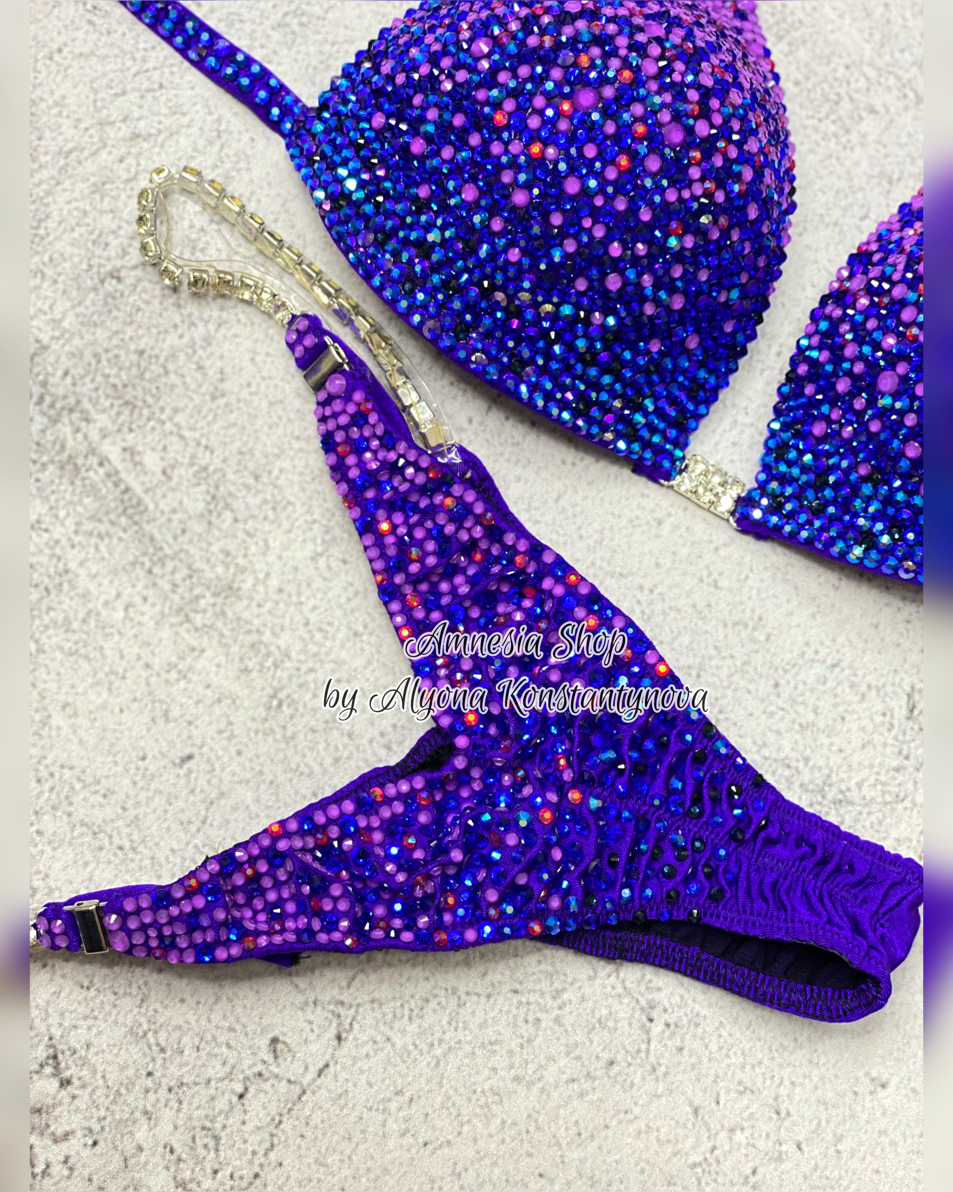 Neon Violet Fitness Bikini - Competition Bikini Set - Figure Fitness - NPC - IFBB - Posing Suit - Wellness Bikini