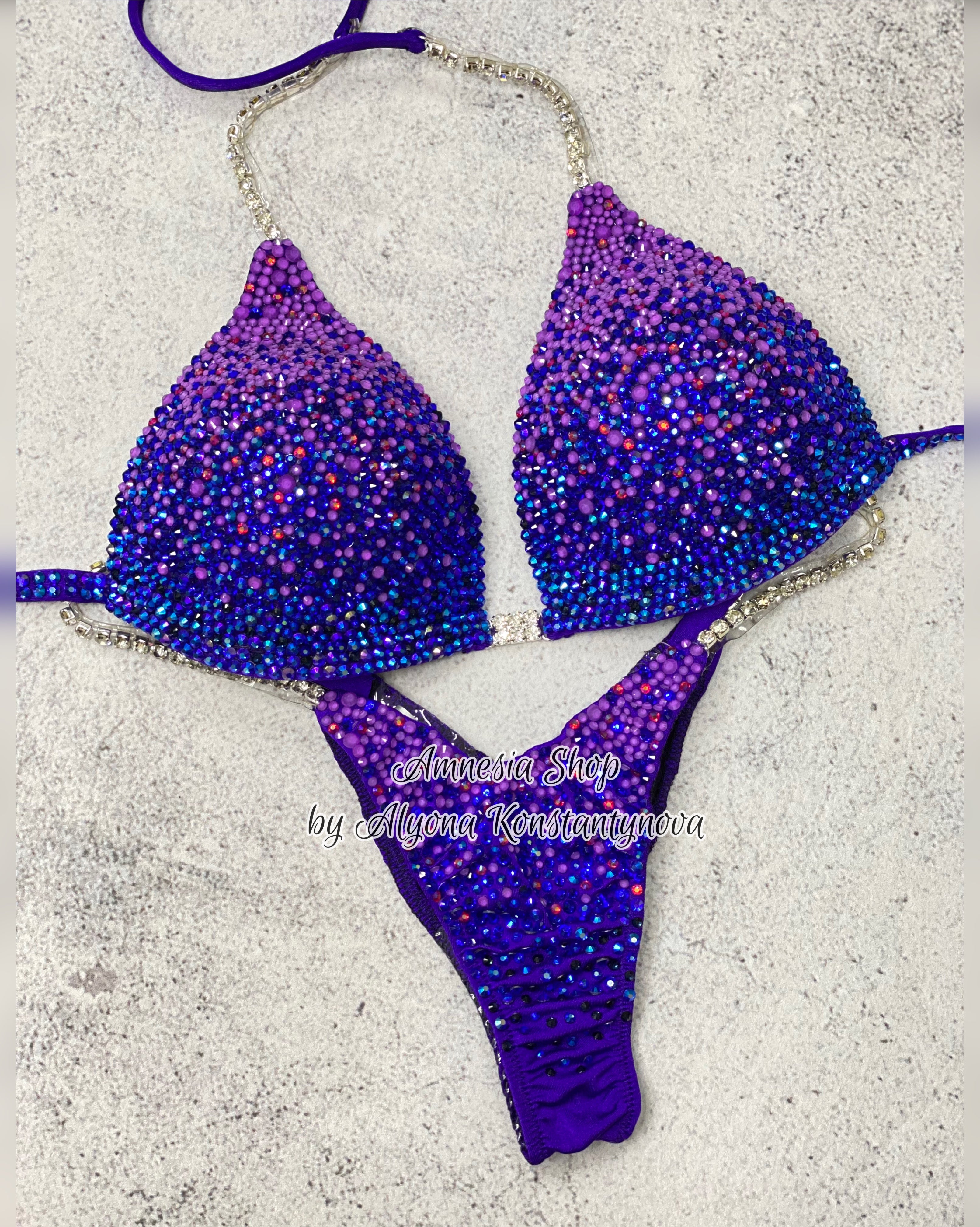 Neon Violet Fitness Bikini - Competition Bikini Set - Figure Fitness - NPC - IFBB - Posing Suit - Wellness Bikini