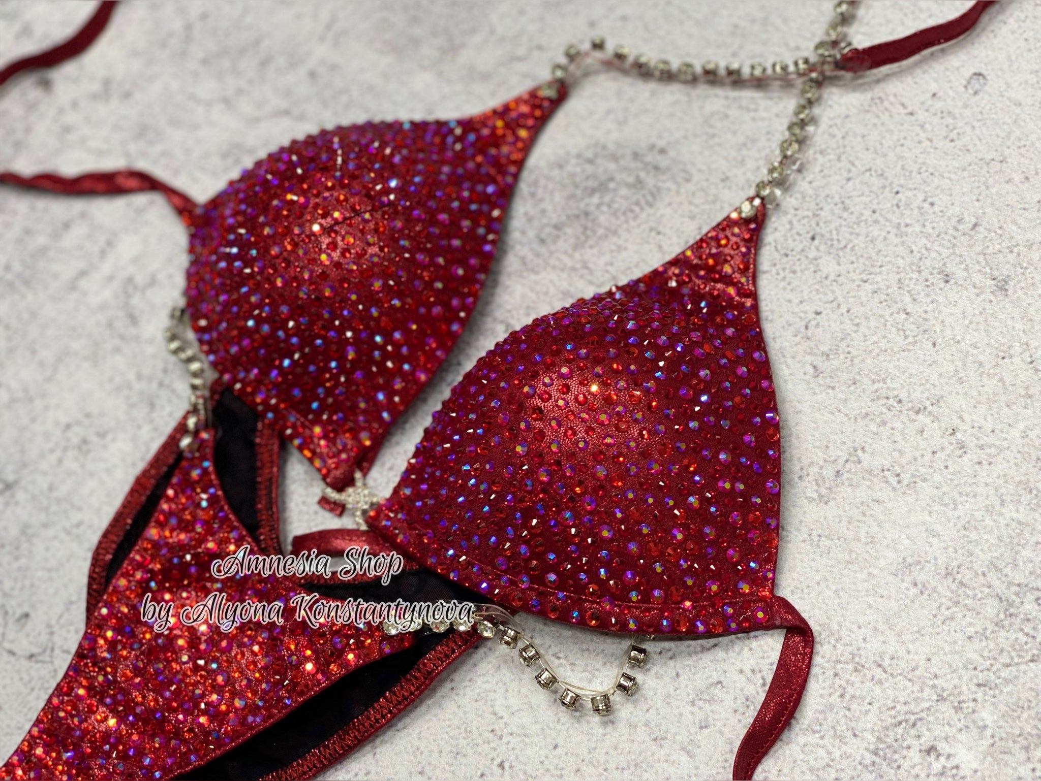 Red Orange Competition Bikini - Figure Competition Suit - Bodybuilding Bikini - Custom Figure Suit - Wellness Bikini - Fitness Bikini - NPC - IFBB
