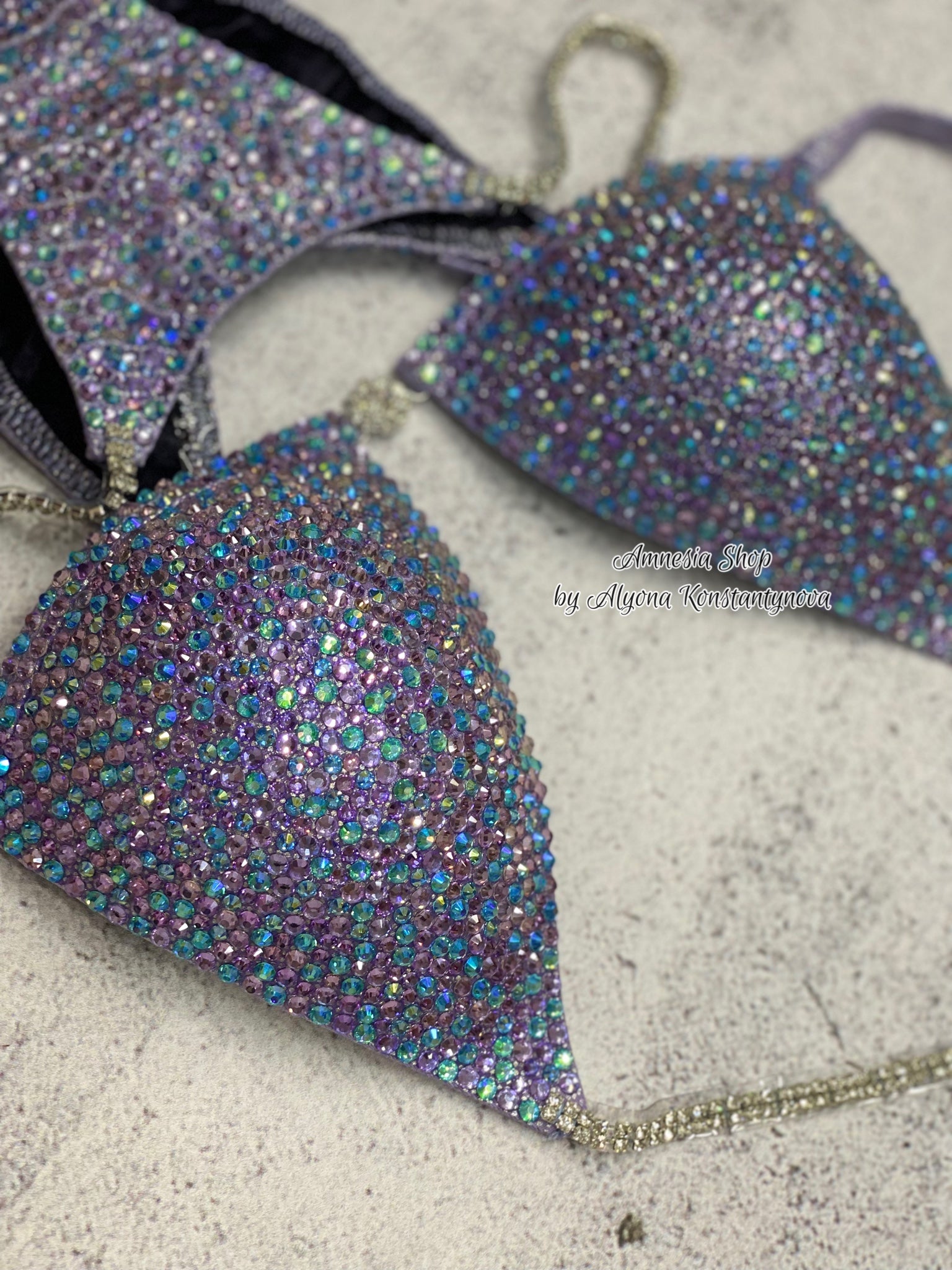 Lavander Competition Set - Rhinestone Fitness - NPC - IFBB - WBFF - Figure Competition Suit - Posing Suit - Sw Bodybuilding