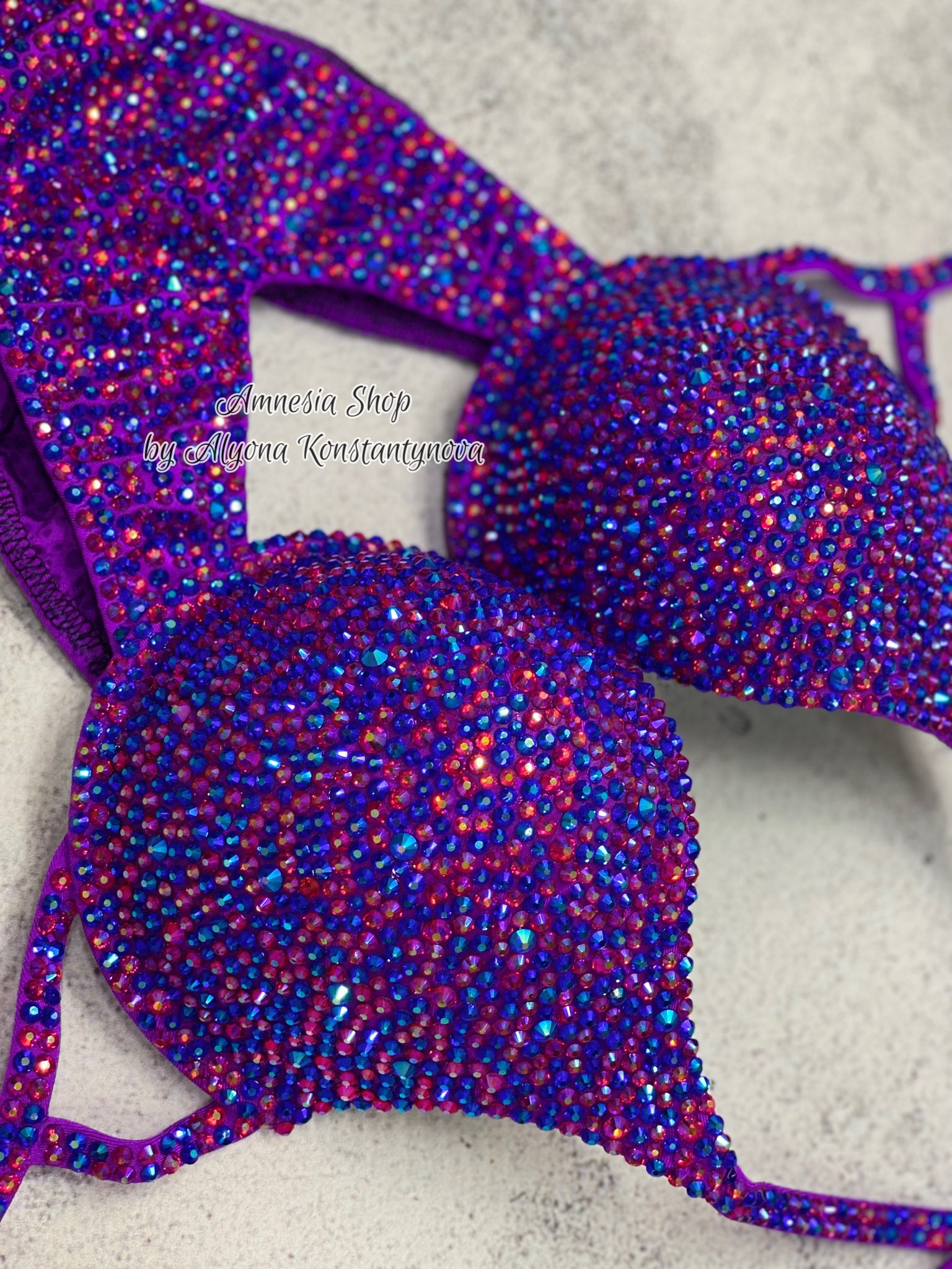 Violet Fitness Bikini - NPC Bikini - IFBB Competition Bikini - Crystal Competition Bikini Suit - Sexy Set - Fitness Suit