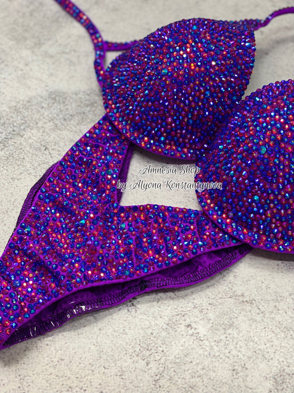 Violet Fitness Bikini - NPC Bikini - IFBB Competition Bikini - Crystal Competition Bikini Suit - Sexy Set - Fitness Suit