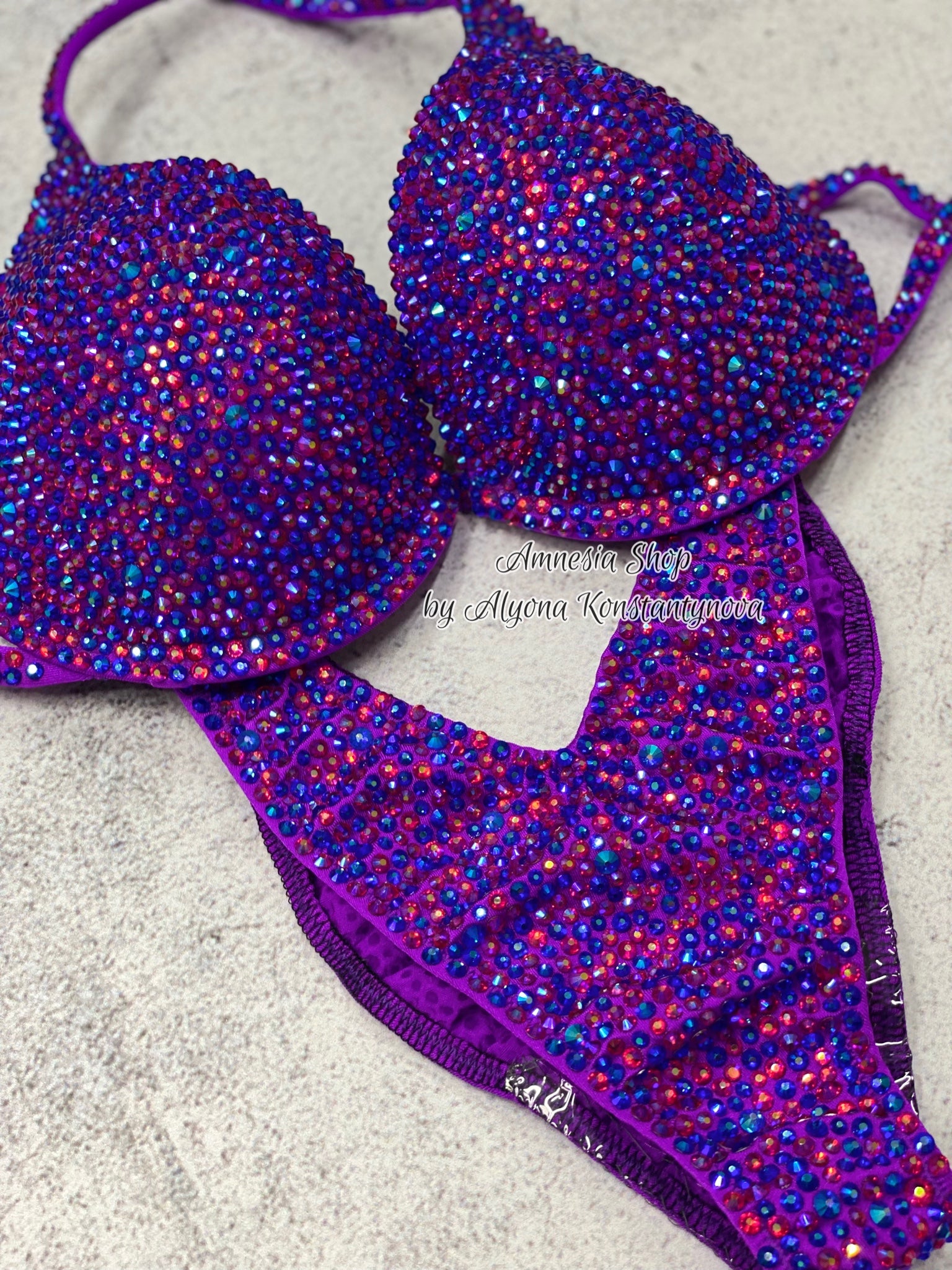 Violet Fitness Bikini - NPC Bikini - IFBB Competition Bikini - Crystal Competition Bikini Suit - Sexy Set - Fitness Suit