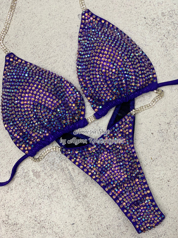 Purple Fitness Bikini - Competition Bikini Set - Figure Fitness - NPC - Figure Competition Suit - Posing Suit - Wellness Bikini