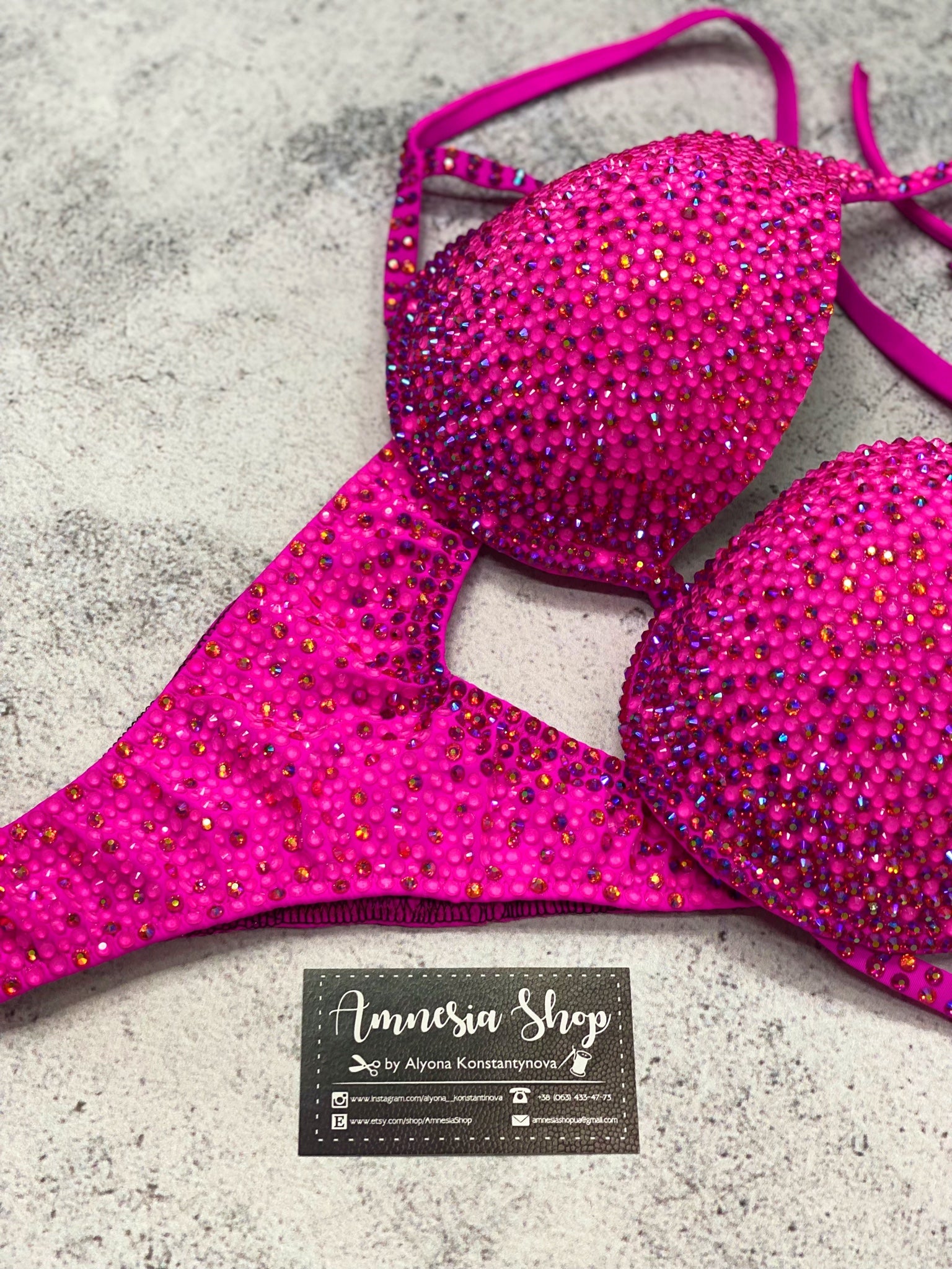 Neon Fitness Bikini - Competition Bikini Set - Rhinestone Fitness - Figure Suit - IFBB - WBFF - Posing Suit