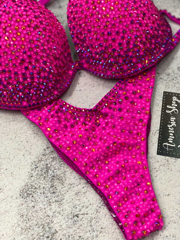 Neon Fitness Bikini - Competition Bikini Set - Rhinestone Fitness - Figure Suit - IFBB - WBFF - Posing Suit
