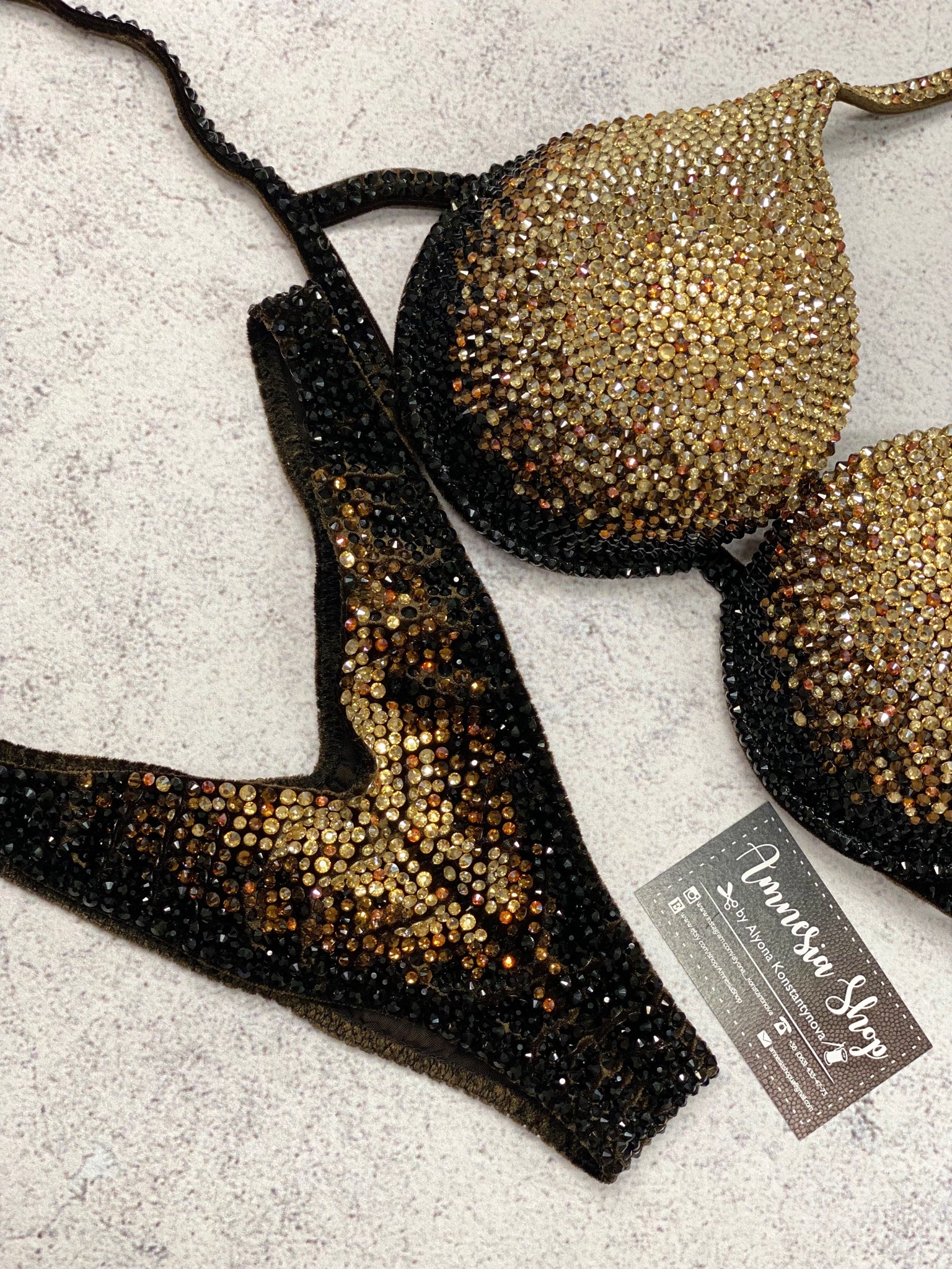 Chocolate  Fitness Bikini - Competition Bikini Set - Rhinestone Fitness - Figure Suit - IFBB - WBFF - Posing Suit