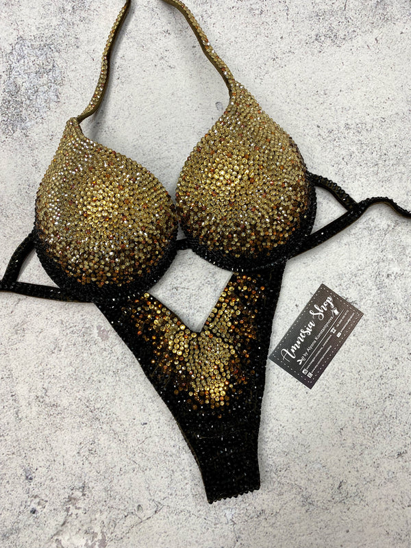 Chocolate  Fitness Bikini - Competition Bikini Set - Rhinestone Fitness - Figure Suit - IFBB - WBFF - Posing Suit