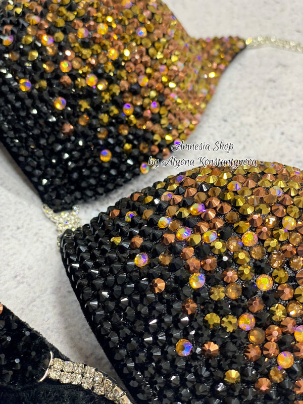 Gold Fitness Bikini - Competition Bikini Set - Figure Fitness - NPC - IFBB - Velvet Figure Competition Suit - Posing Suit - Wellness Bikini