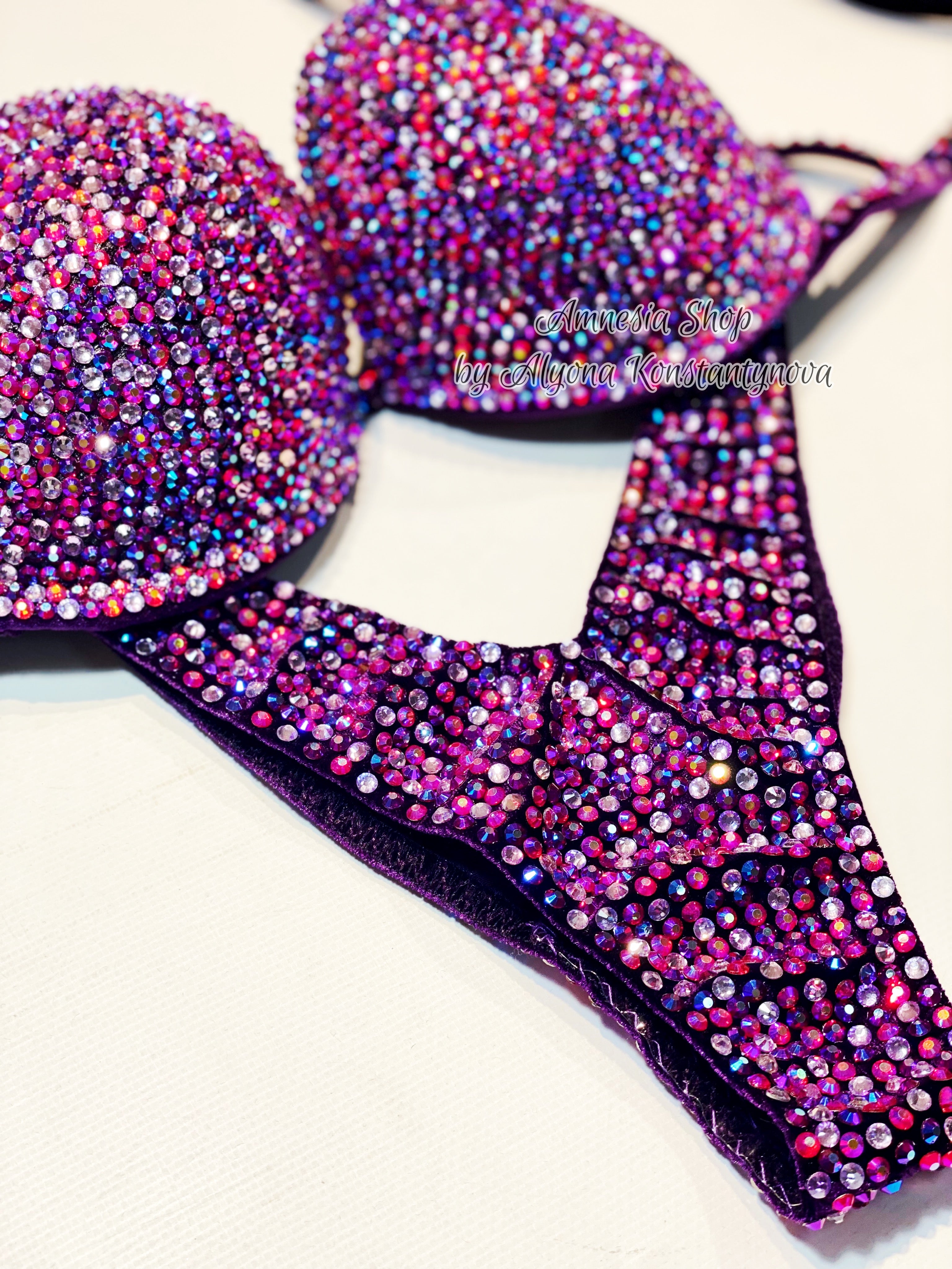 Violet Fitness Bikini - NPC Bikini - IFBB Competition Bikini - Crystal Competition Bikini Suit - Sexy Set - Fitness Suit (Copy)