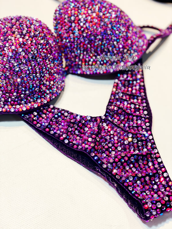 Violet Fitness Bikini - NPC Bikini - IFBB Competition Bikini - Crystal Competition Bikini Suit - Sexy Set - Fitness Suit (Copy)