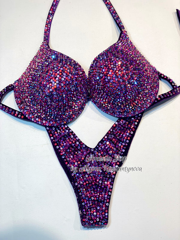 Violet Fitness Bikini - NPC Bikini - IFBB Competition Bikini - Crystal Competition Bikini Suit - Sexy Set - Fitness Suit (Copy)