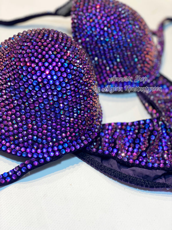 Violet Fitness Bikini - NPC Bikini - IFBB Competition Bikini - Crystal Competition Bikini Suit - Sexy Set - Fitness Suit