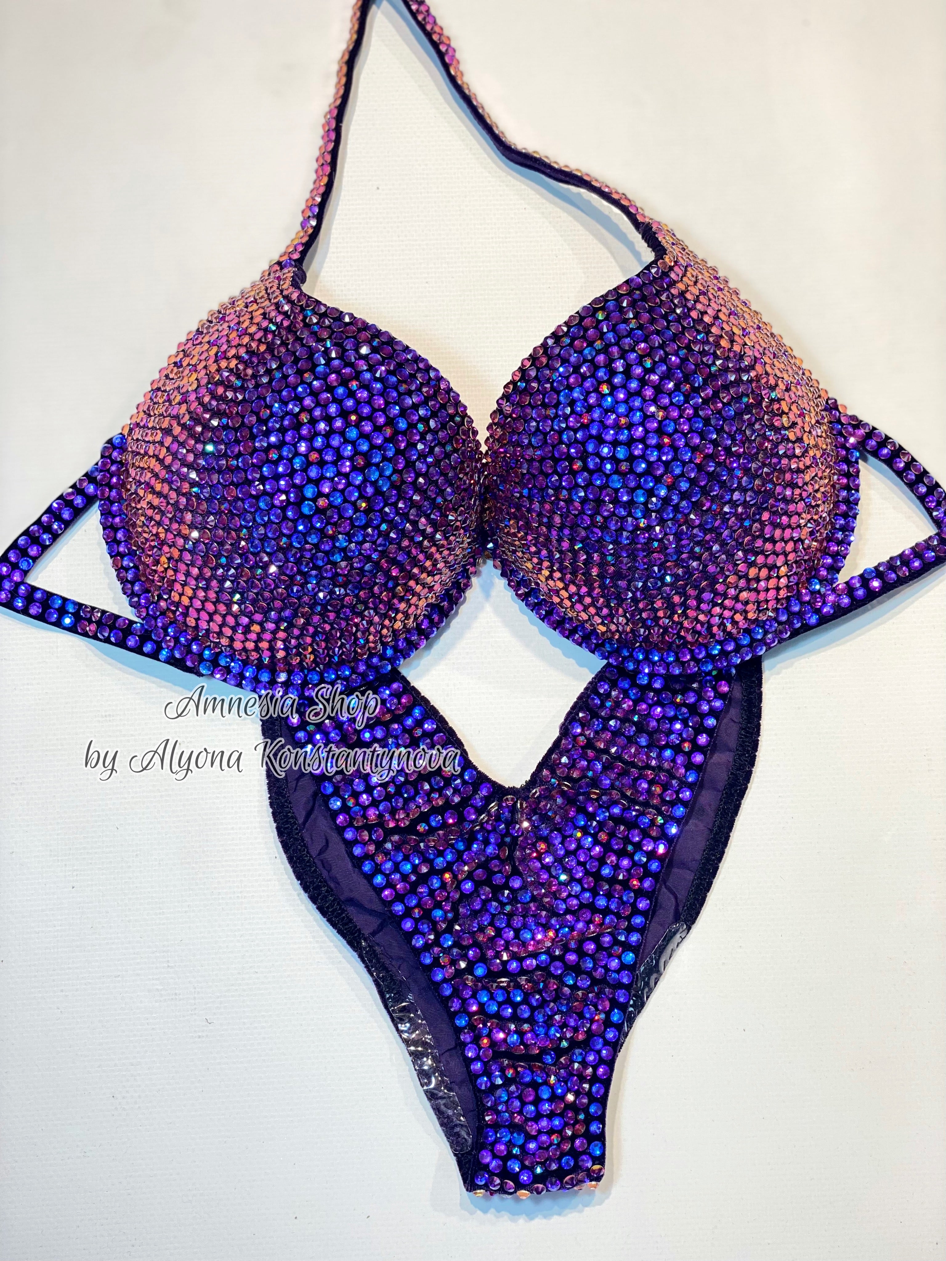 Violet Fitness Bikini - NPC Bikini - IFBB Competition Bikini - Crystal Competition Bikini Suit - Sexy Set - Fitness Suit