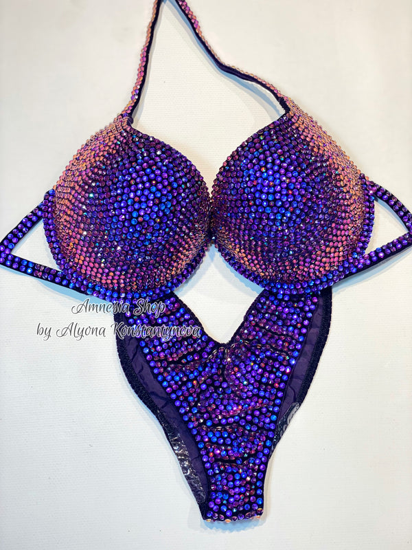 Violet Fitness Bikini - NPC Bikini - IFBB Competition Bikini - Crystal Competition Bikini Suit - Sexy Set - Fitness Suit