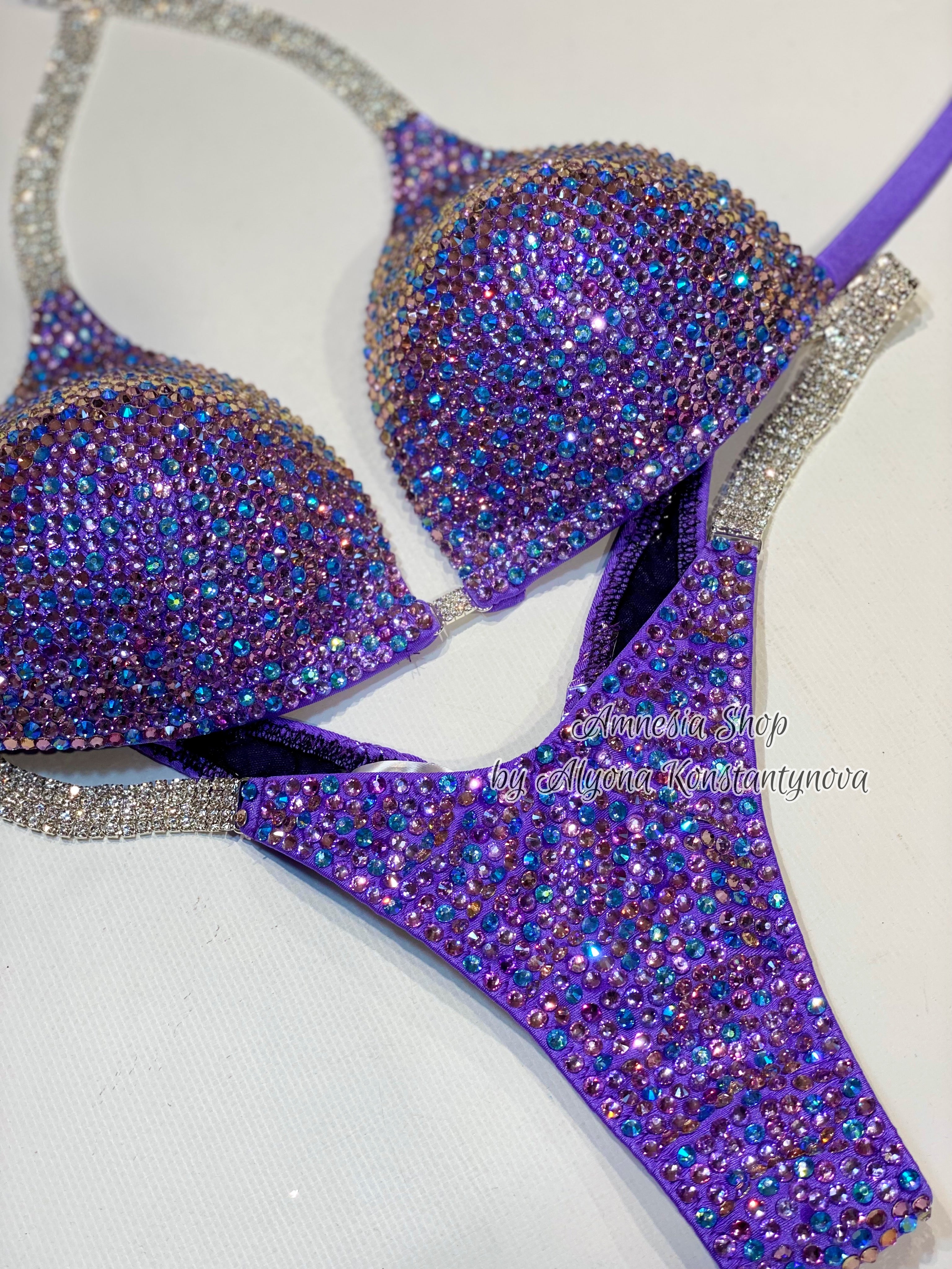 Violet Finess Bikini - Competition Bikini Set - Figure Fitness - NPC - Velvet Figure Competition Suit - Posing Suit - Wellness Bikini