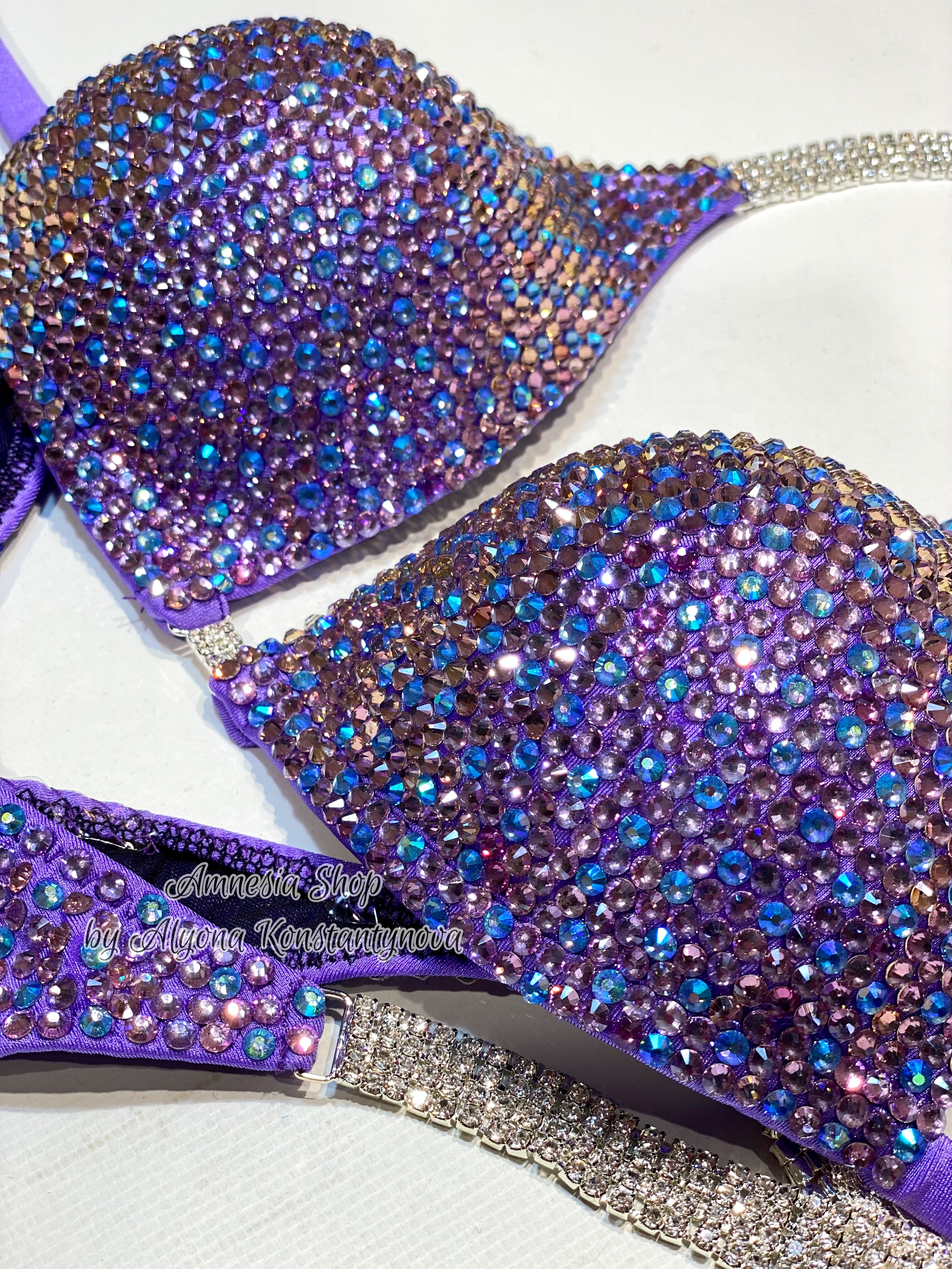 Violet Finess Bikini - Competition Bikini Set - Figure Fitness - NPC - Velvet Figure Competition Suit - Posing Suit - Wellness Bikini