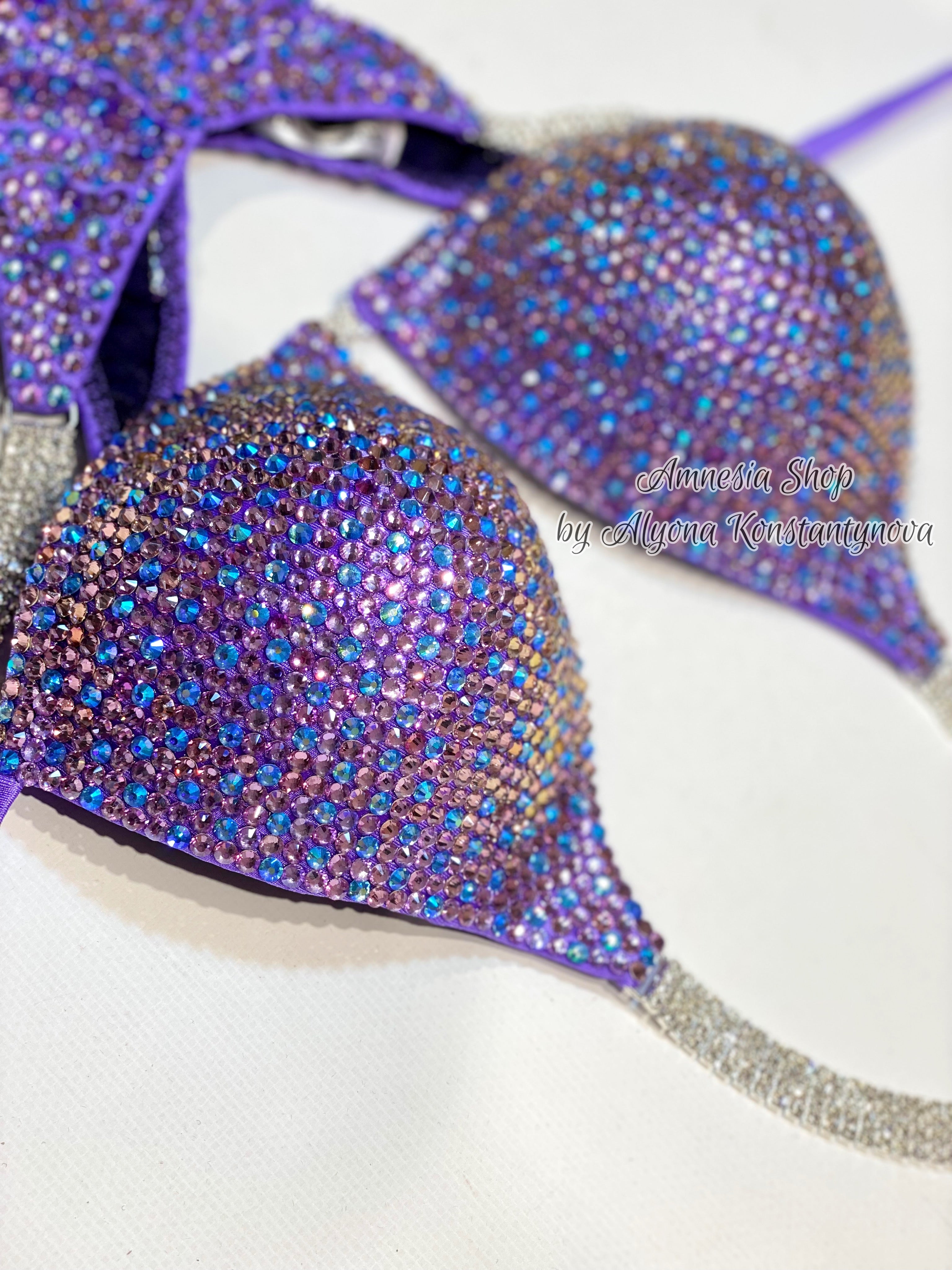 Violet Finess Bikini - Competition Bikini Set - Figure Fitness - NPC - Velvet Figure Competition Suit - Posing Suit - Wellness Bikini