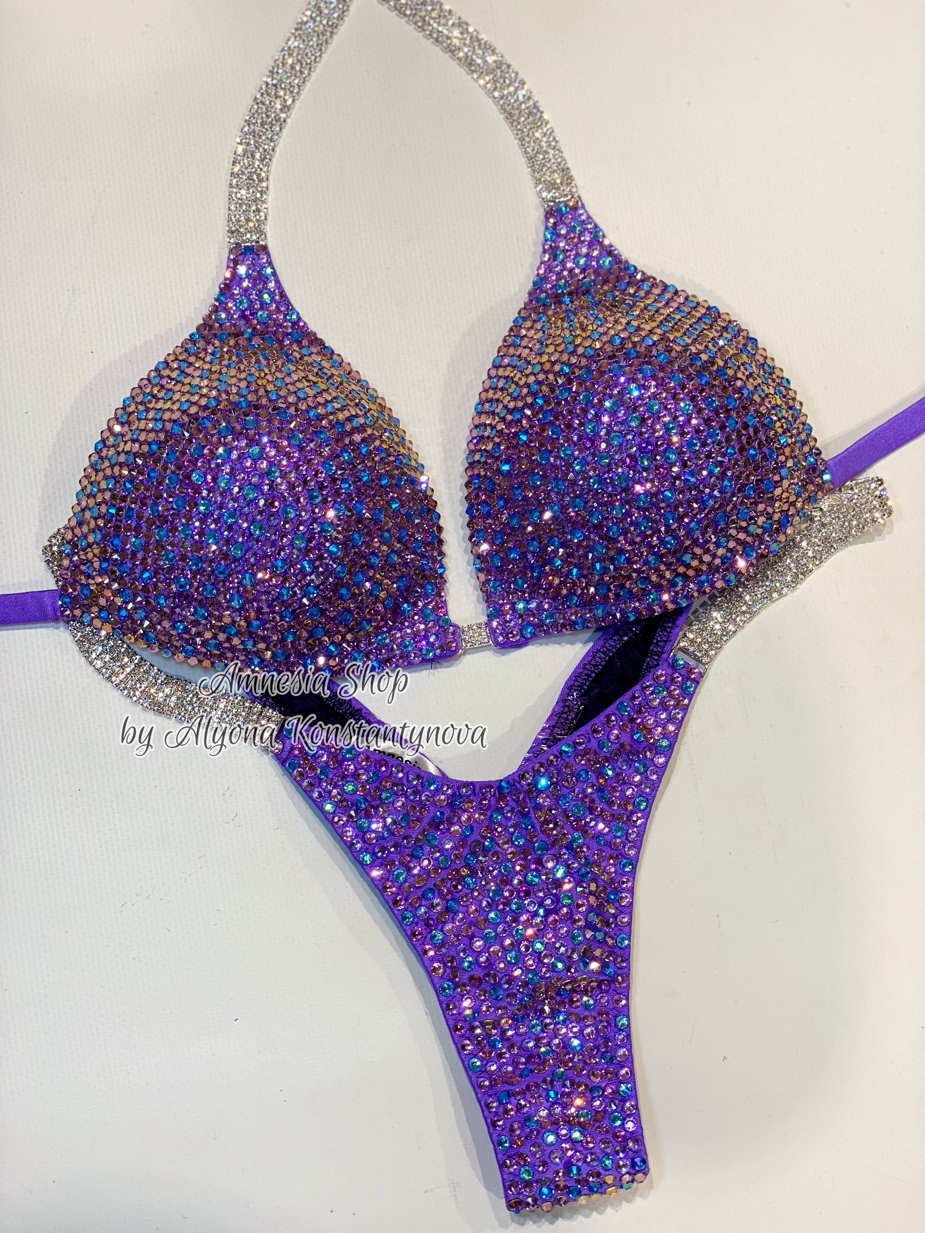 Violet Finess Bikini - Competition Bikini Set - Figure Fitness - NPC - Velvet Figure Competition Suit - Posing Suit - Wellness Bikini