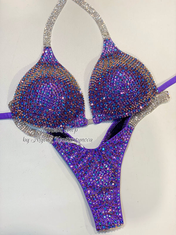 Violet Finess Bikini - Competition Bikini Set - Figure Fitness - NPC - Velvet Figure Competition Suit - Posing Suit - Wellness Bikini