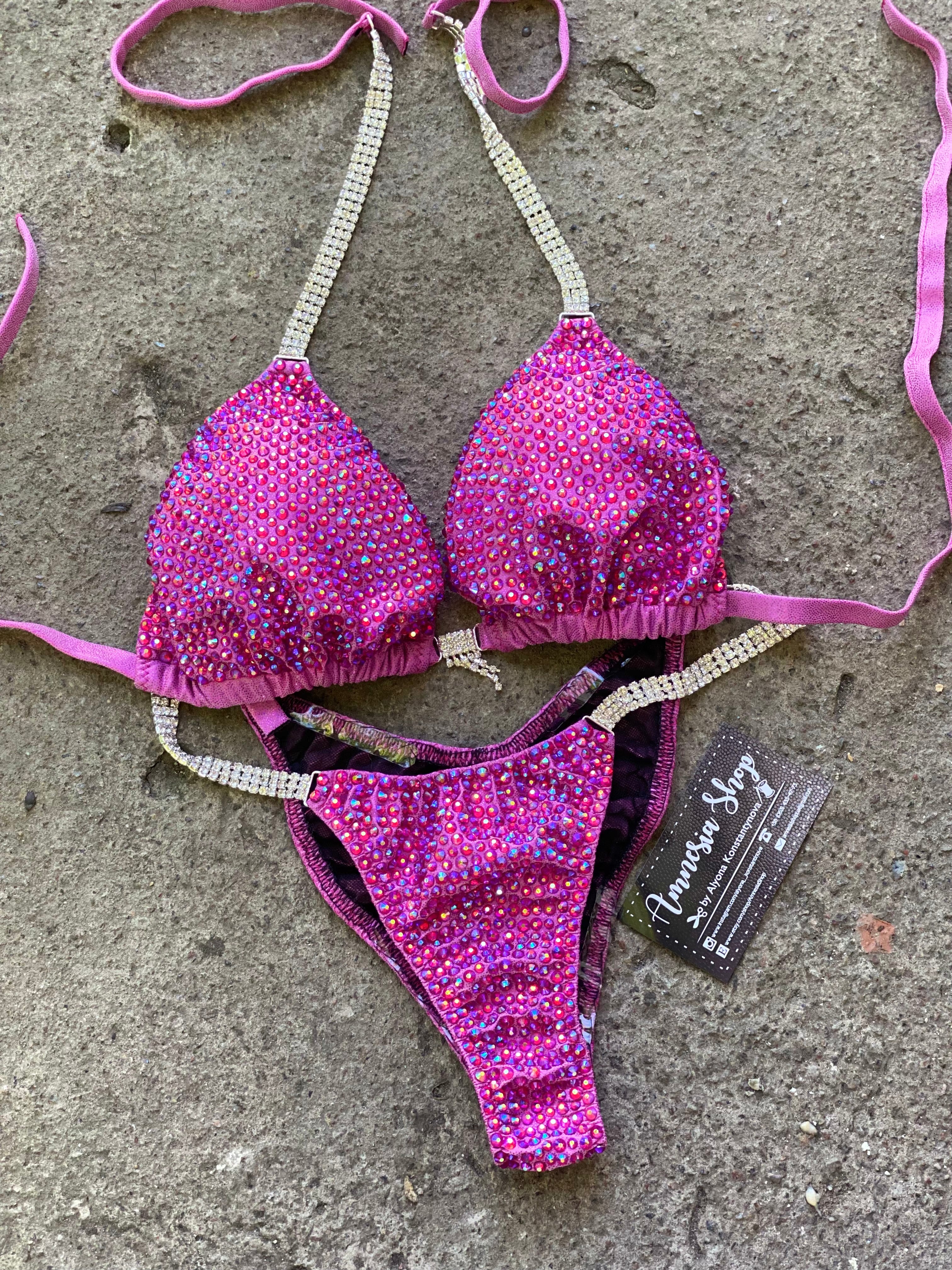Pink NPC Bikini - Competition Bikini Set - Figure Fitness - Figure Competition Suit - Posing Suit - Wellness Bikini