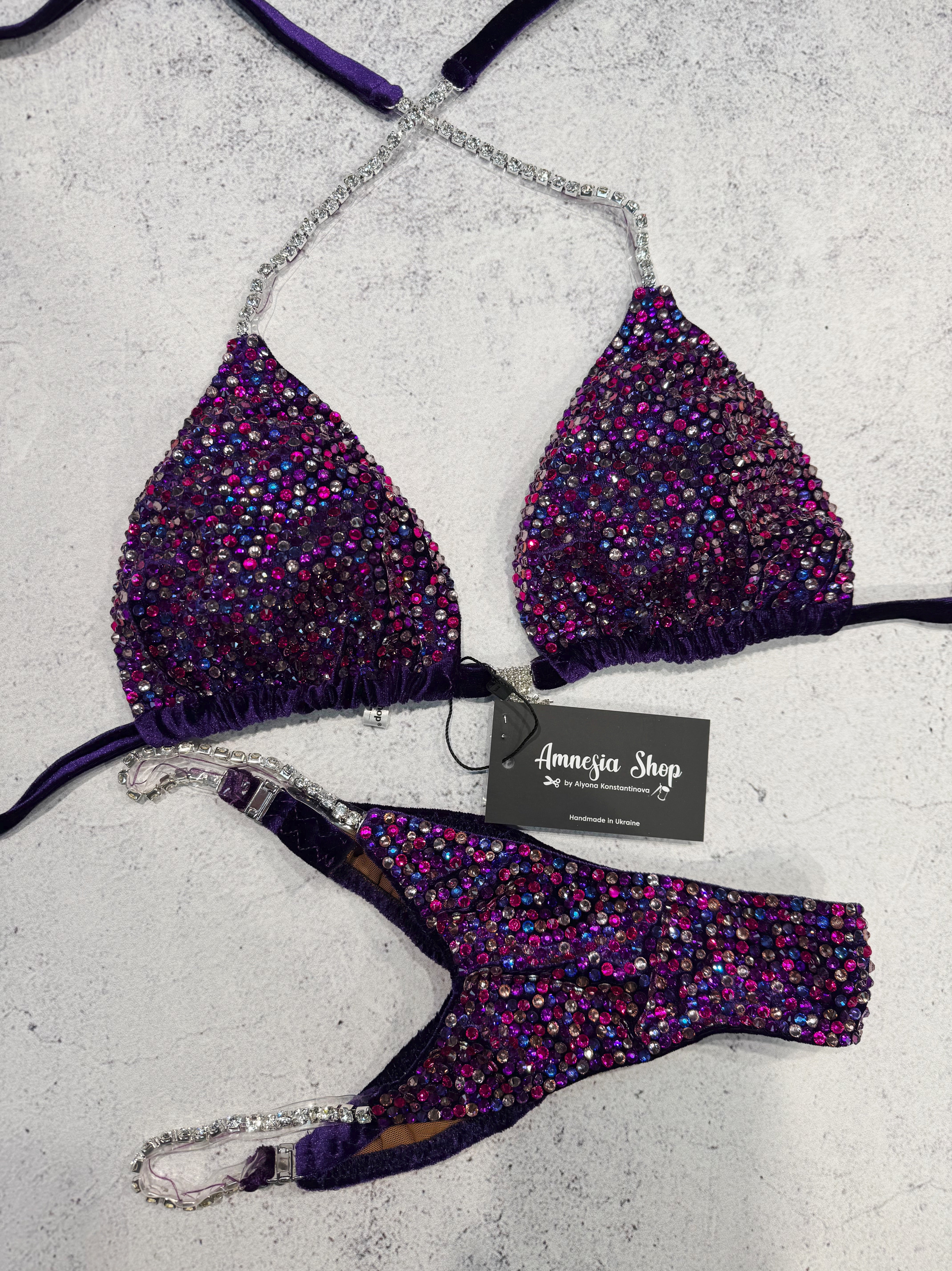 Violet Fitness Bikini - Competition Bikini Set - Figure Fitness - NPC - IFBB - Velvet Figure Competition Suit - Posing Suit - Wellness Bikini