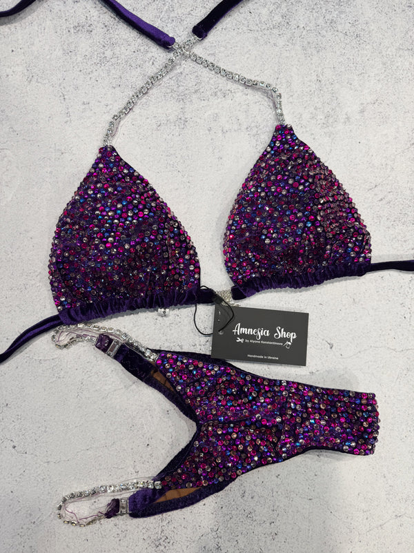 Violet Fitness Bikini - Competition Bikini Set - Figure Fitness - NPC - IFBB - Velvet Figure Competition Suit - Posing Suit - Wellness Bikini