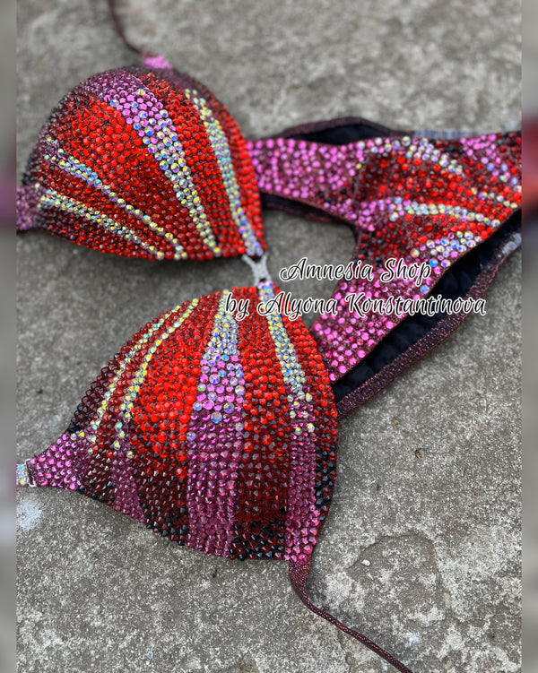 Pink Fitness Bikini - Competition Bikini Set - NPC - IFBB - Figure Competition Suit - Posing Suit - Wellness Bikini