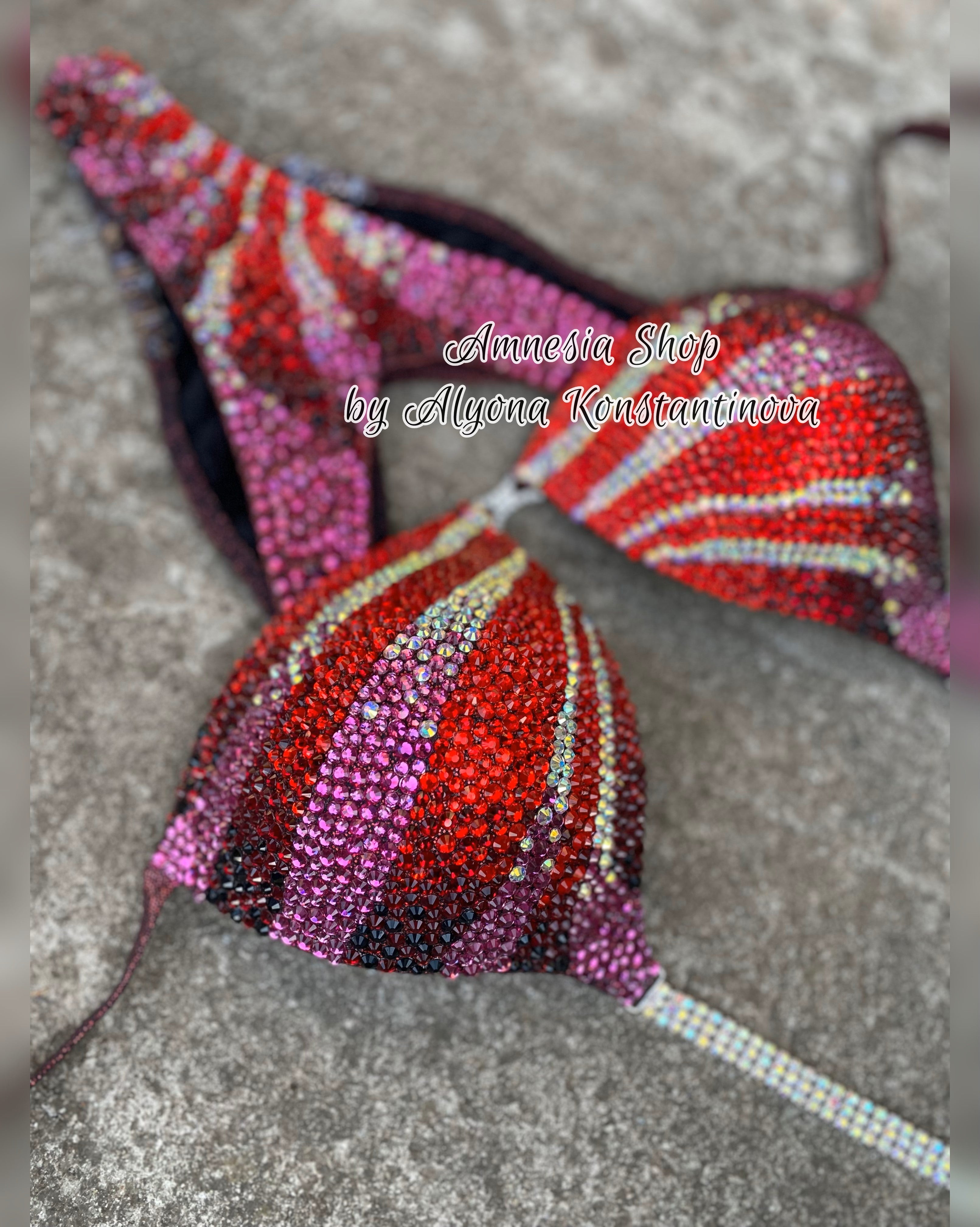 Pink Fitness Bikini - Competition Bikini Set - NPC - IFBB - Figure Competition Suit - Posing Suit - Wellness Bikini