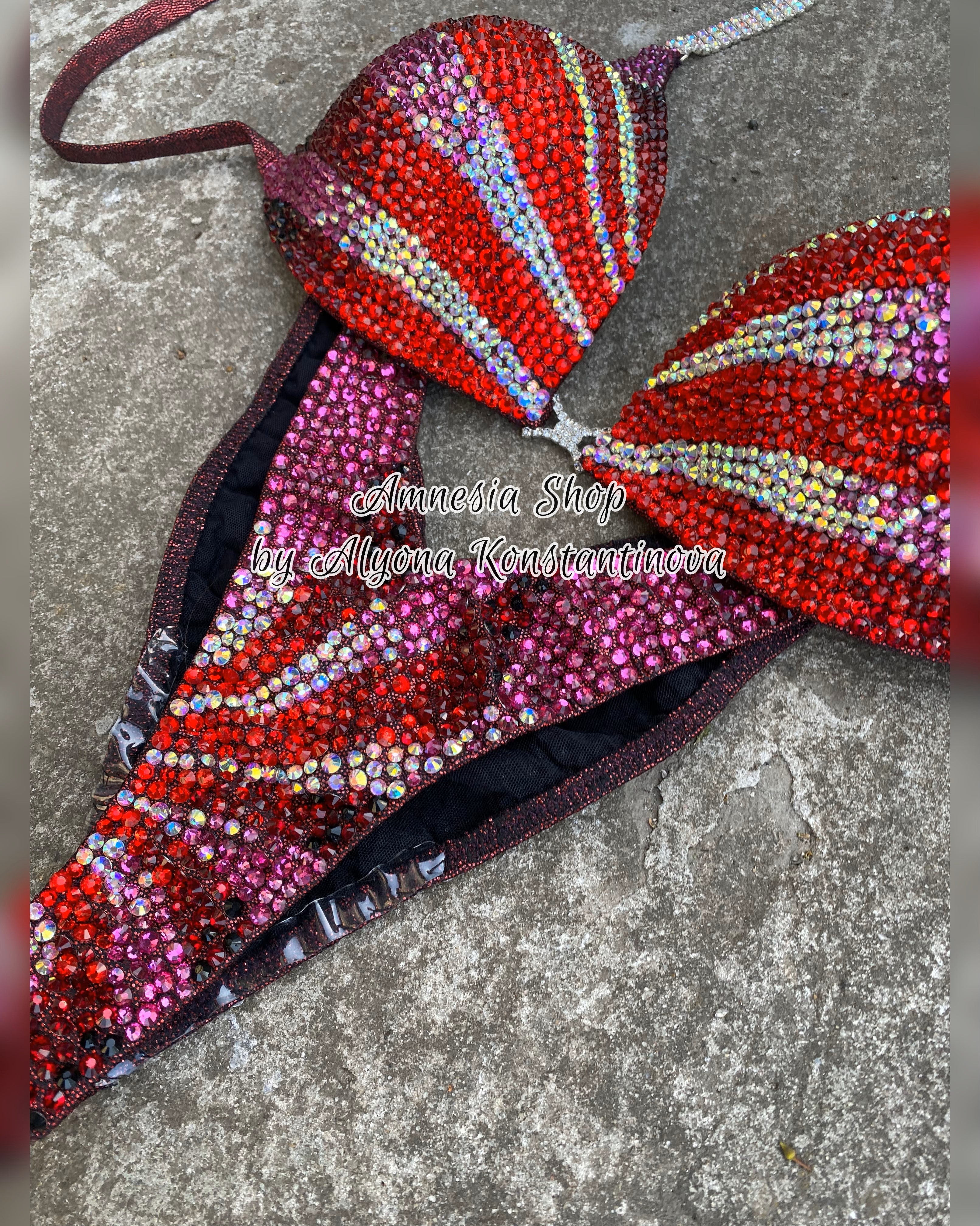 Pink Fitness Bikini - Competition Bikini Set - NPC - IFBB - Figure Competition Suit - Posing Suit - Wellness Bikini